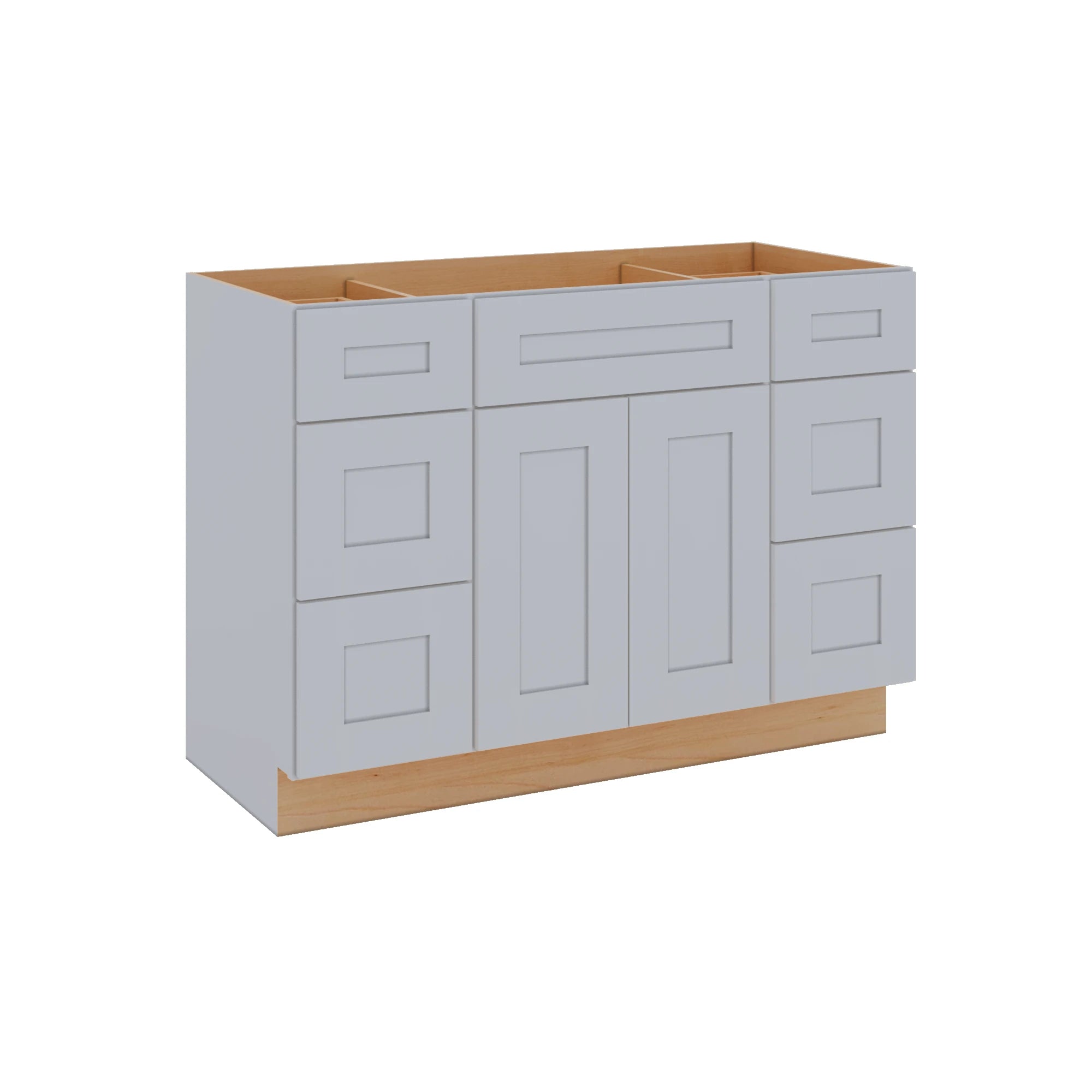Modernform Cabinet Grey Shaker 48" W X 34 1/2" H X 21" D Combo Cabinet 2 Doors/6 Drawers/1 False Front