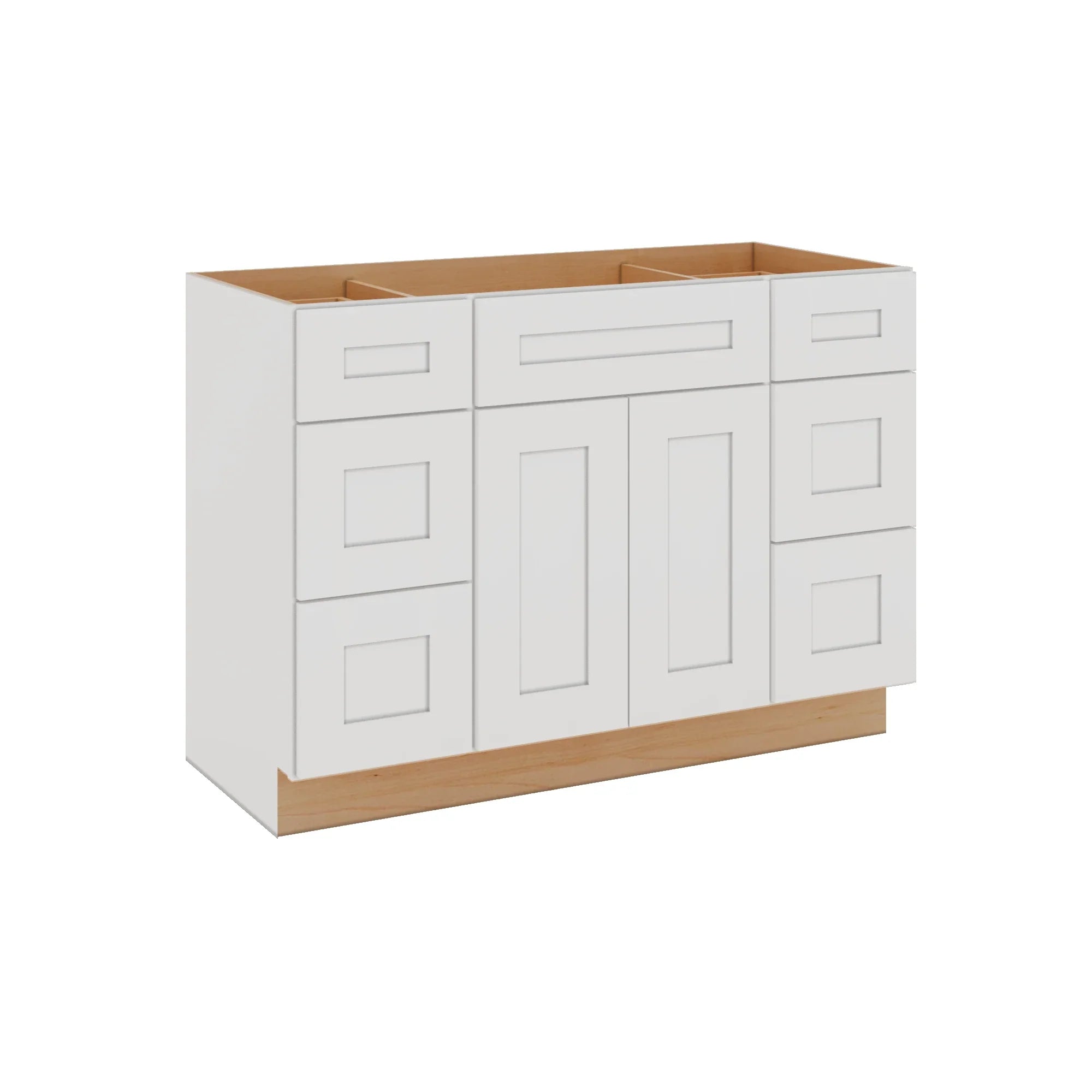 Modernform Cabinet White Shaker 48" W X 34 1/2" H X 21" D Combo Cabinet 2 Doors/6 Drawers/1 False Front
