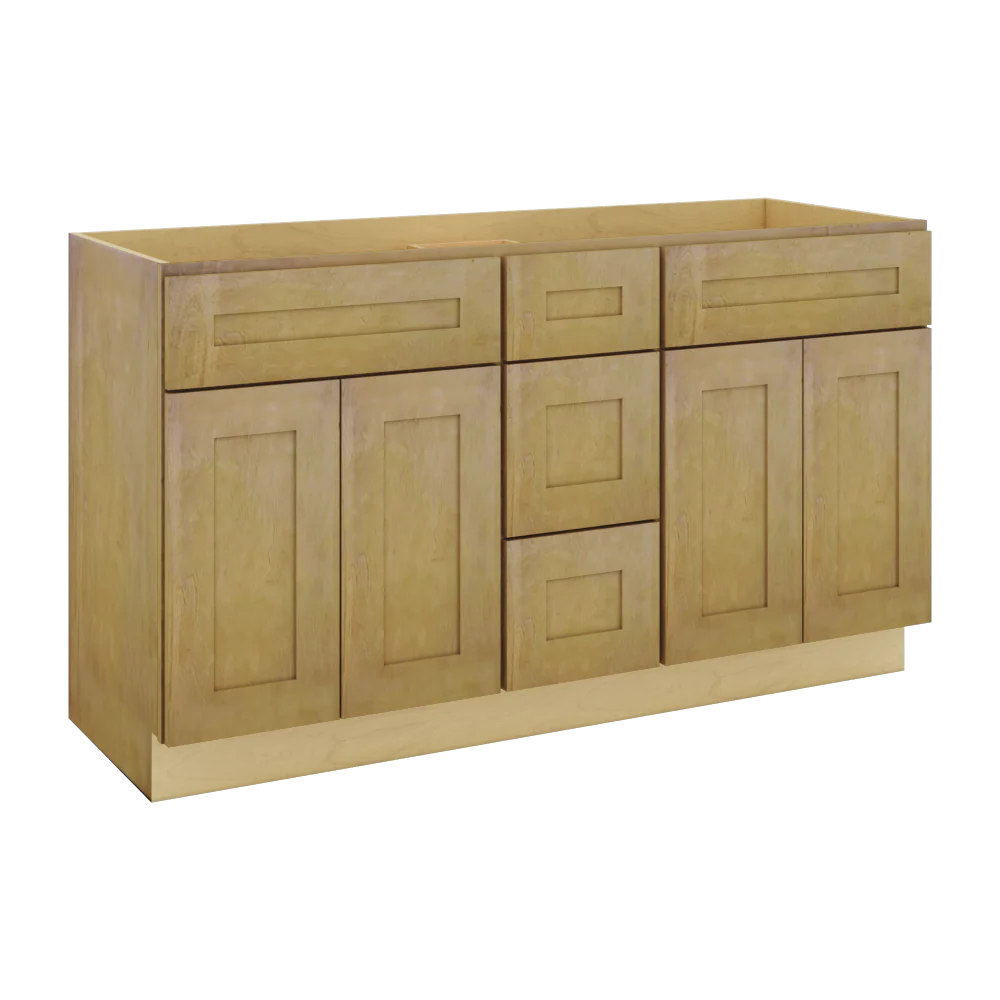 Modernform Cabinet Natural Shaker 60" W X 34 1/2" H X 21" D Combo Cabinet 4 Doors/3 Drawers/2 False Front