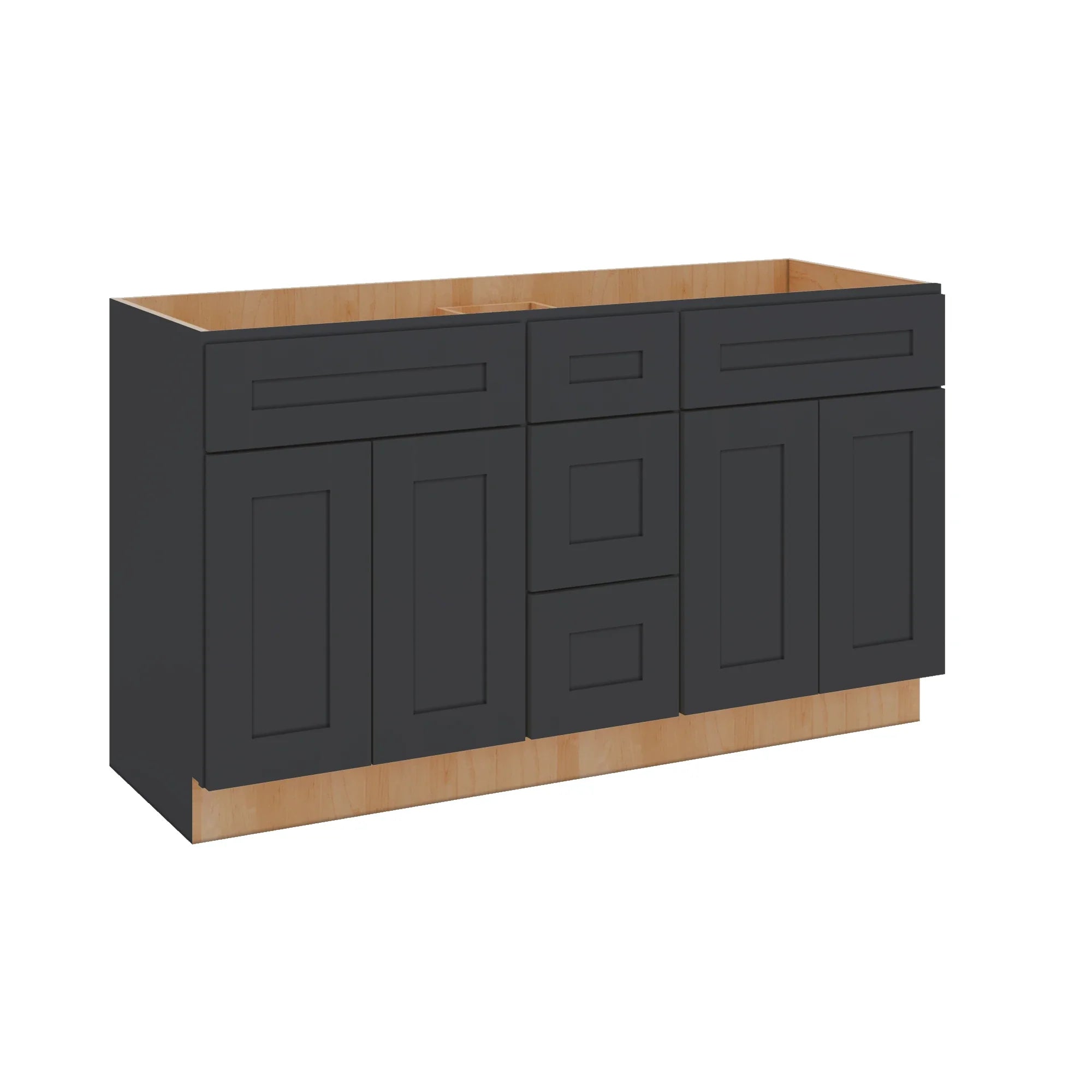 Modernform Cabinet Onyx Black Shaker 60" W X 34 1/2" H X 21" D Combo Cabinet 4 Doors/3 Drawers/2 False Front