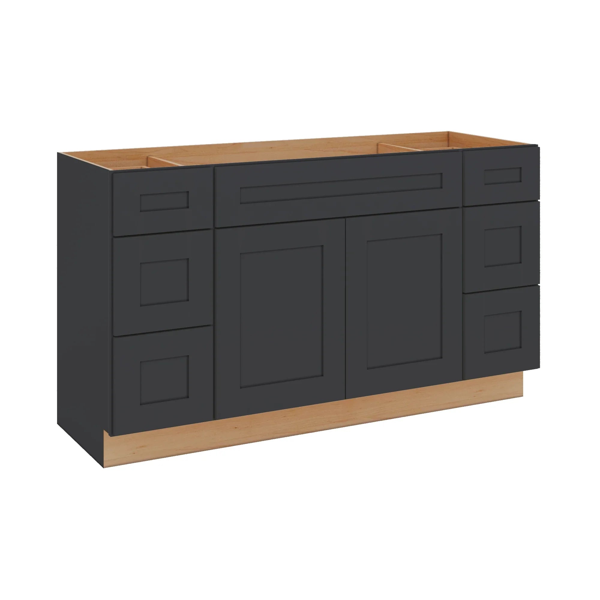 Modernform Cabinet Onyx Black Shaker 60" W X 34 1/2" H X 21" D Combo Cabinet 2 Doors/6 Drawers/1 False Front