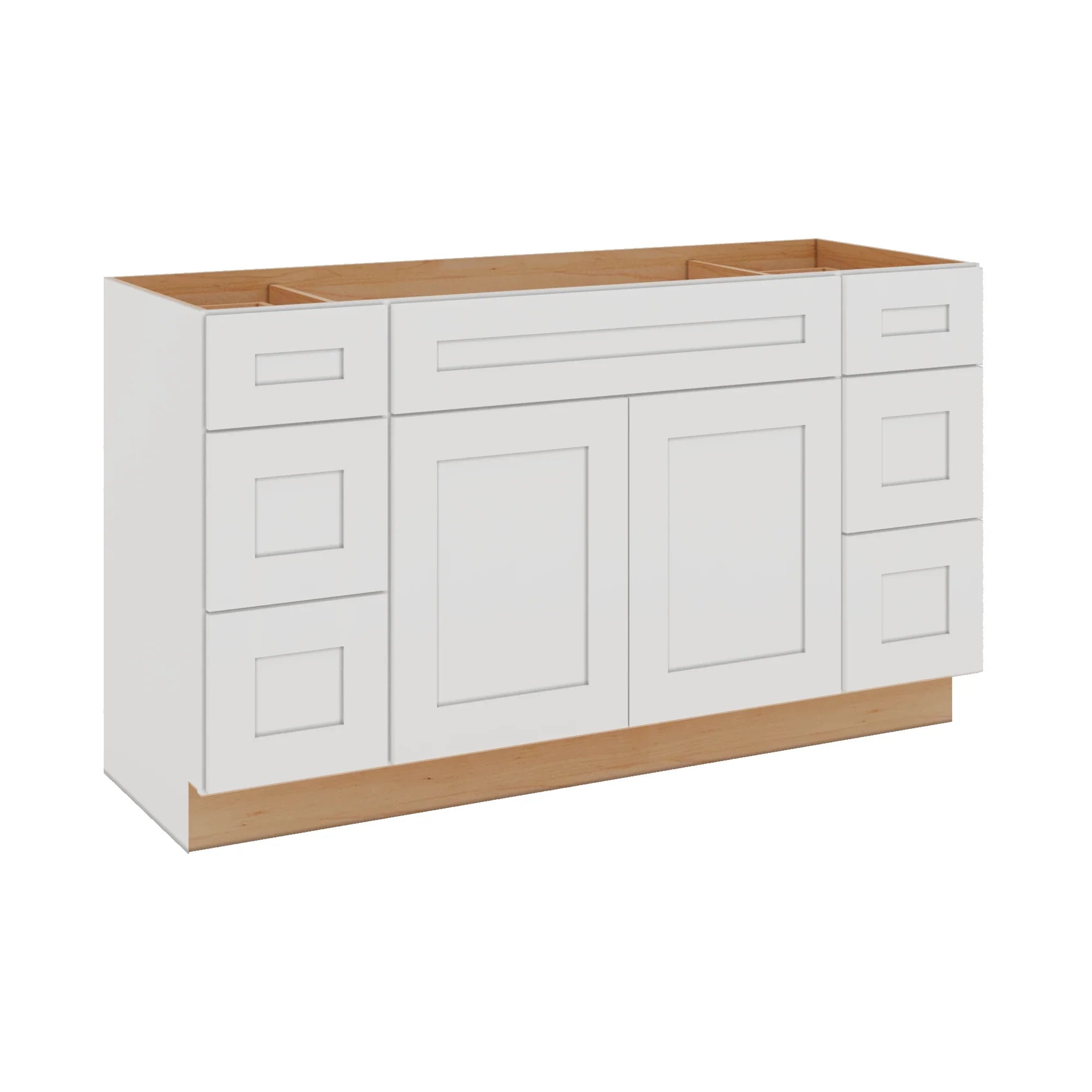 Modernform Cabinet White Shaker 60" W X 34 1/2" H X 21" D Combo Cabinet 2 Doors/6 Drawers/1 False Front
