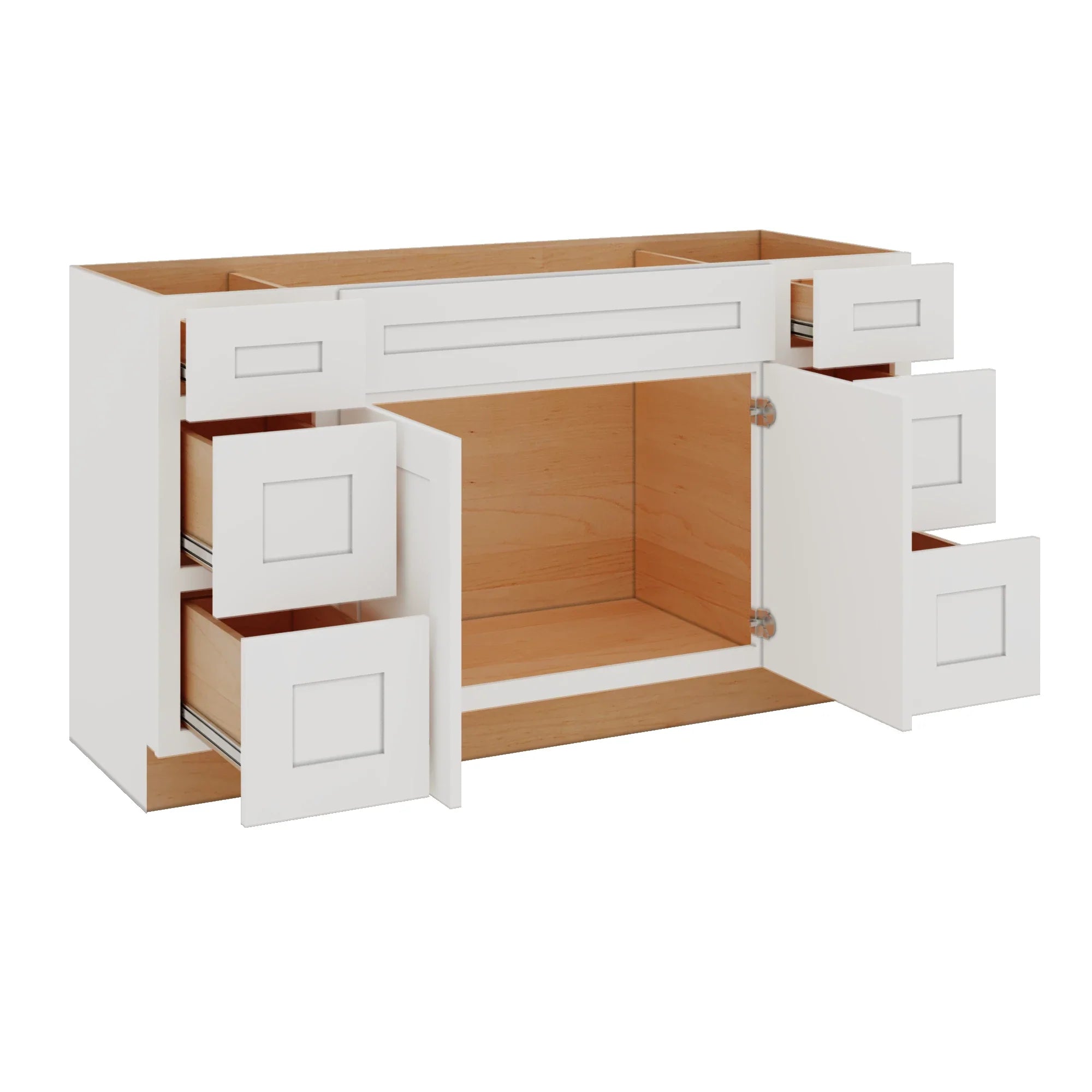 Modernform Cabinet White Shaker 60" W X 34 1/2" H X 21" D Combo Cabinet 2 Doors/6 Drawers/1 False Front