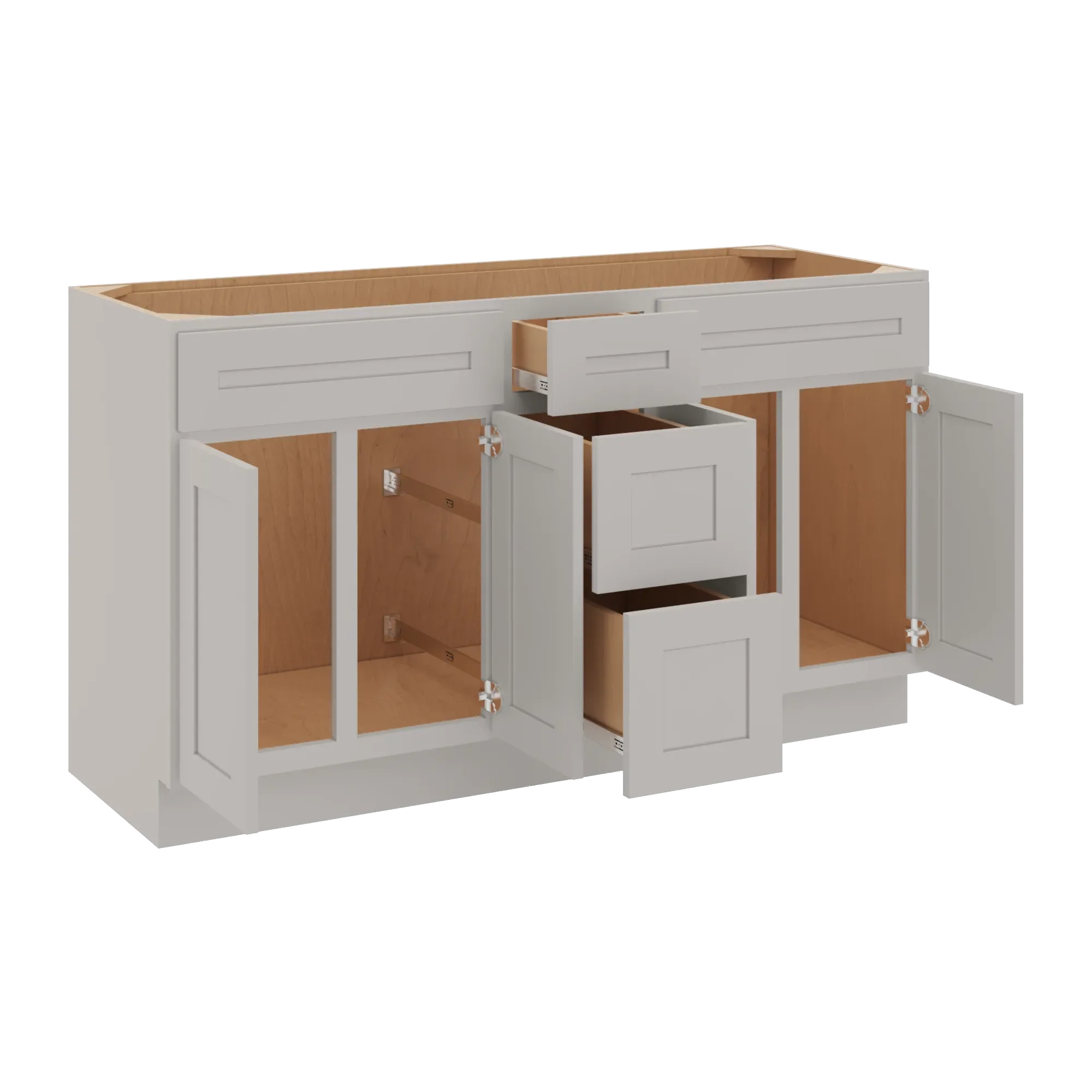 cnc luxor 5 piece misty grey 60 w vanity drawer double sink base cabinet