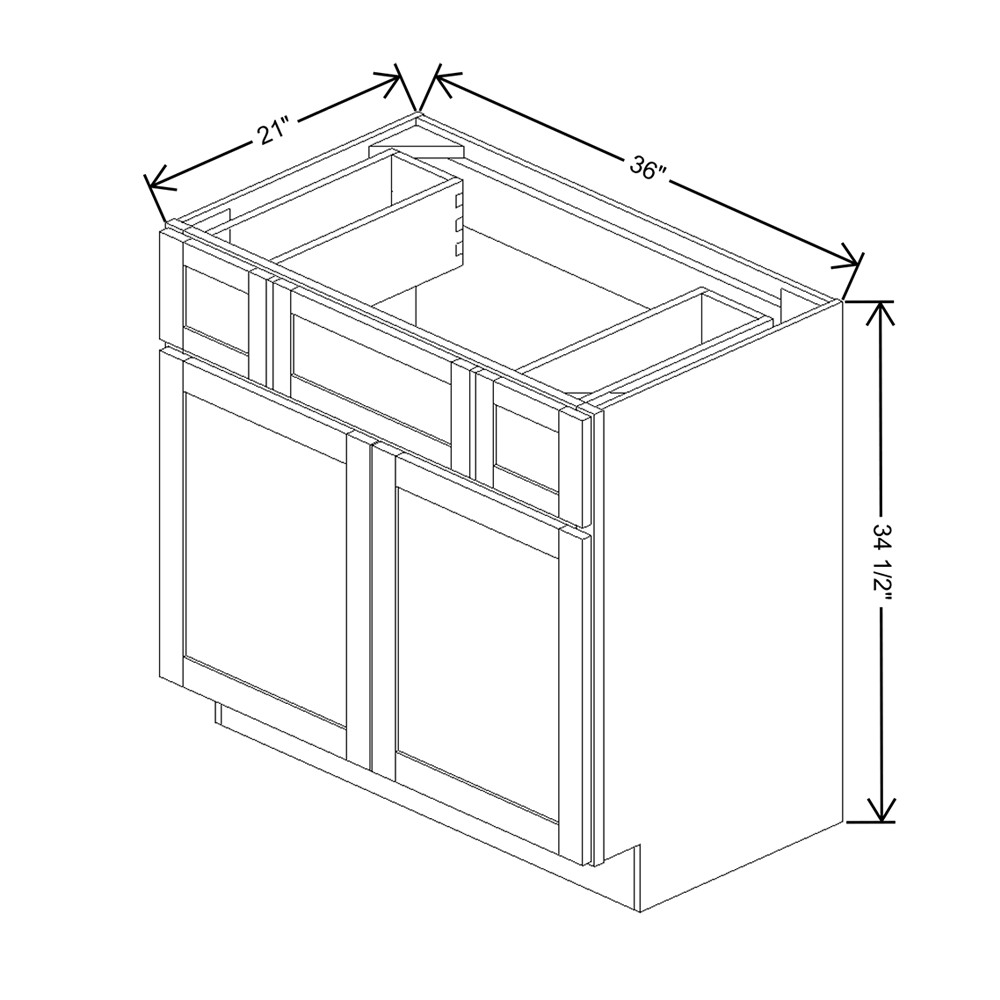 Wolf Classic Dartmouth 5-piece Biscayne Paint 36"W Vanity Sink Drawer Base