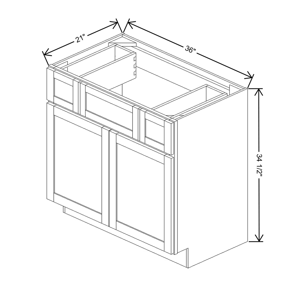 Wolf Classic Grove Opal Paint 36"W Vanity Sink Drawer Base