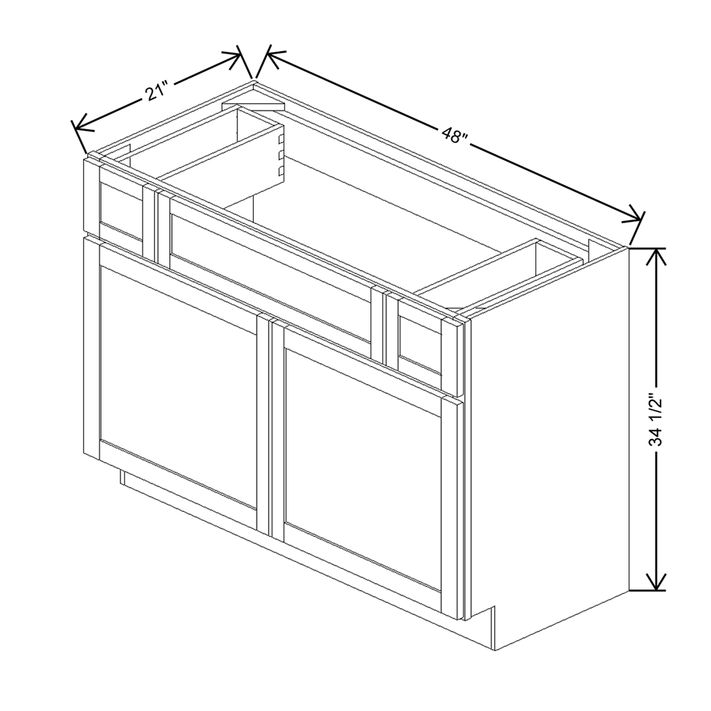 Wolf Classic Dartmouth Grey Stain 48"W Vanity Sink Drawer Base