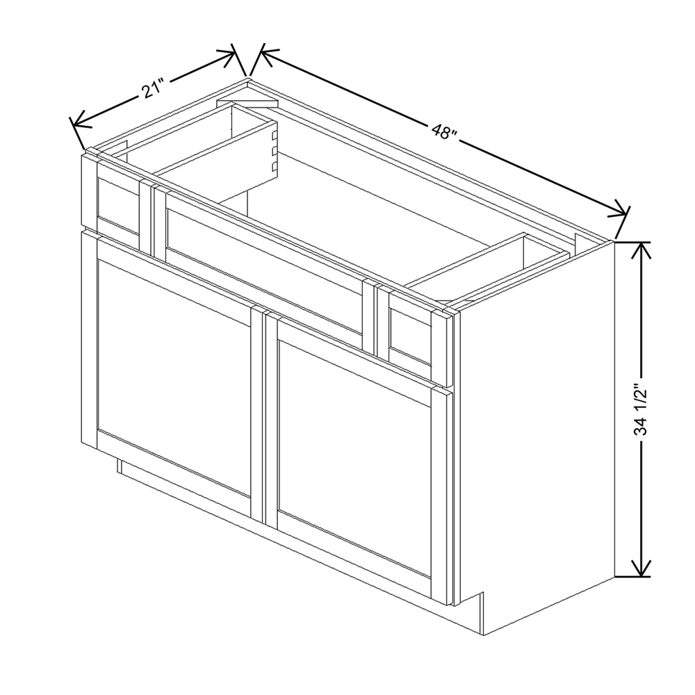 Wolf Classic Waverly Hazelnut Stain 48"W Vanity Sink Drawer Base