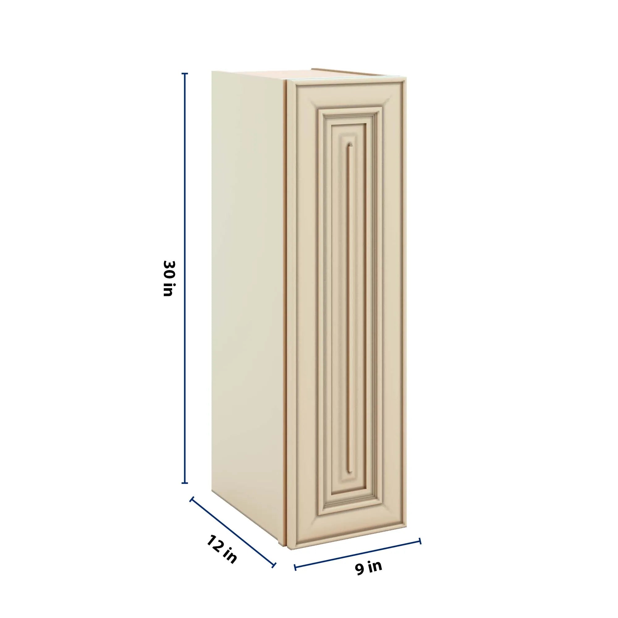 J&K Creme Glazed A7 Single Door Wall Cabinet - 09" W x 30" H