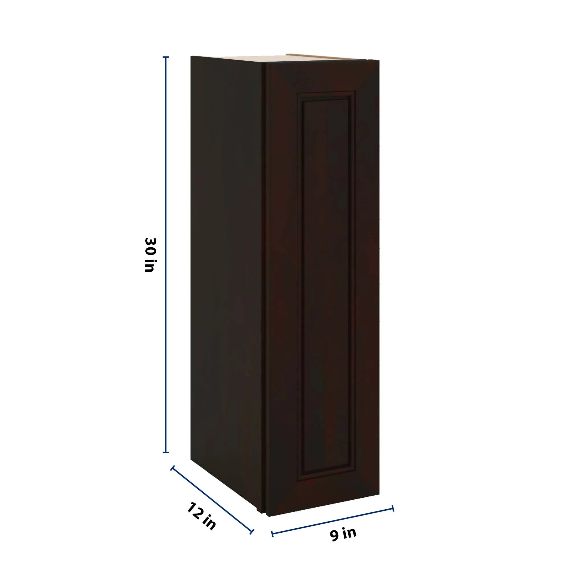 J&K Espresso K8 Single Door Wall Cabinet - 09" W x 30" H