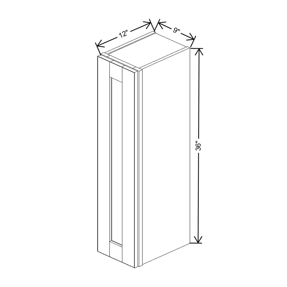 J&K Creme Glazed A7 Single Door Wall Cabinet - 09" W x 36" H