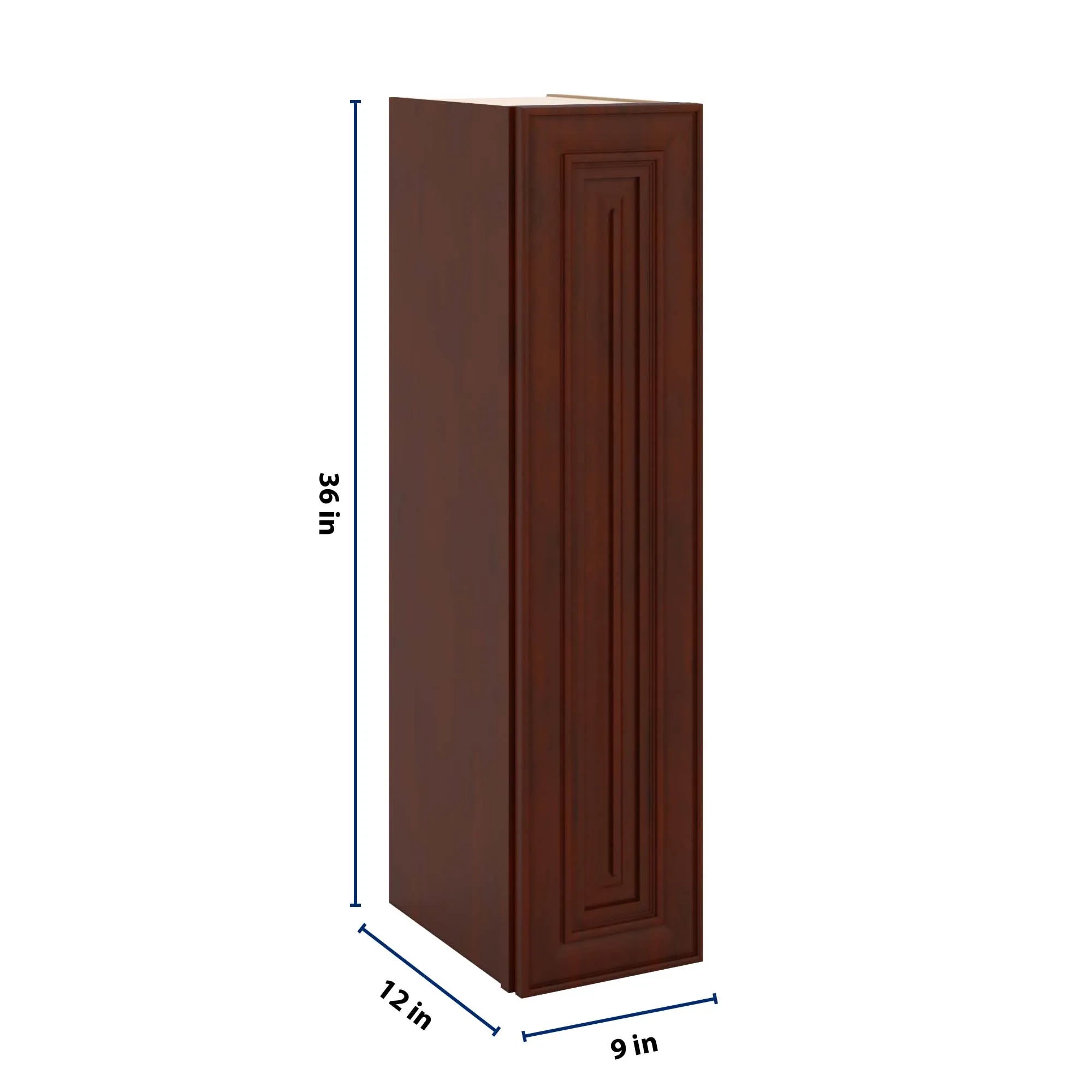 J&K Mahogany J5 Single Door Wall Cabinet - 09" W x 36" H