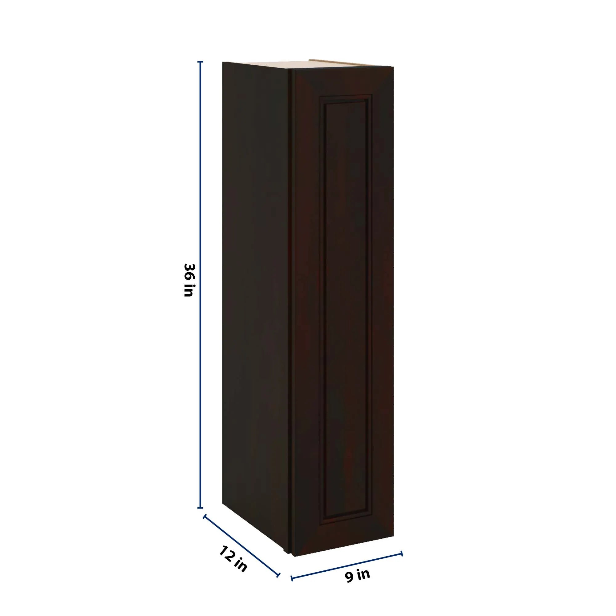 J&K Espresso K8 Single Door Wall Cabinet - 09" W x 36" H