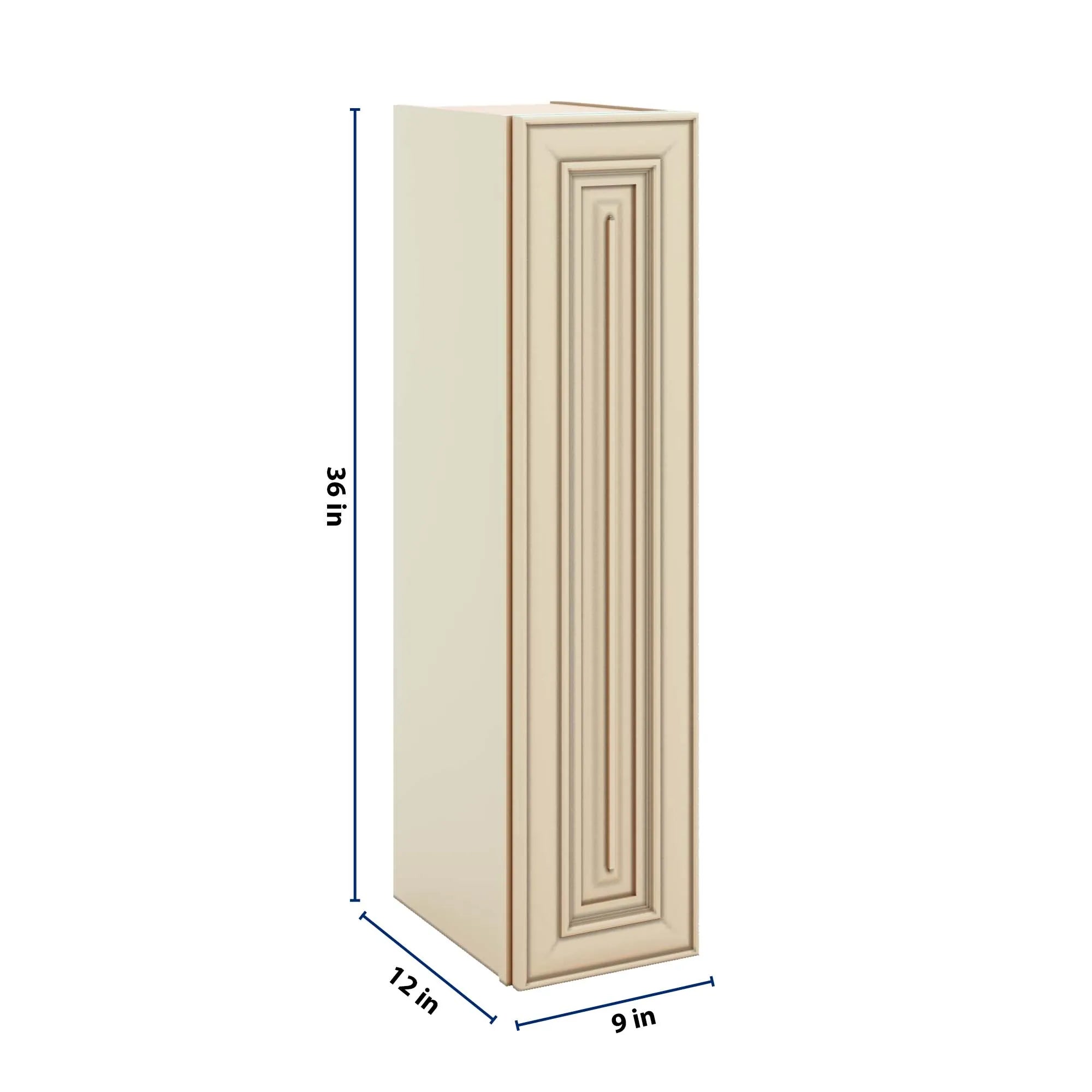 J&K Creme Glazed A7 Single Door Wall Cabinet - 09" W x 36" H