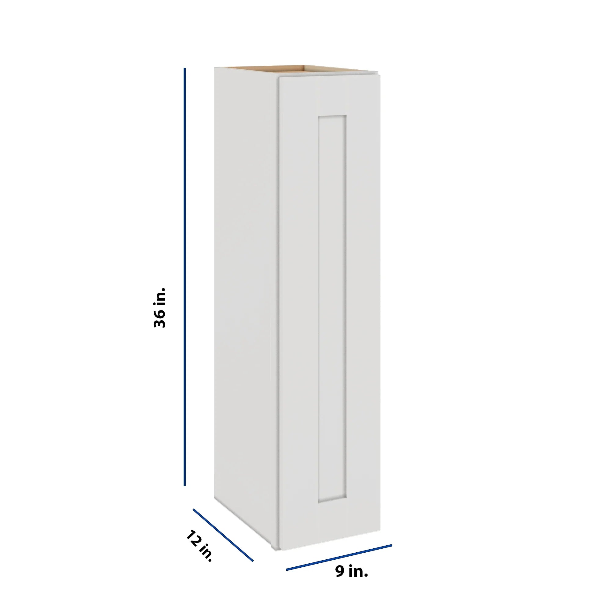 Modernform Cabinet White Shaker 09" W X 36" H X 12" D Single Door Wall Cabinet