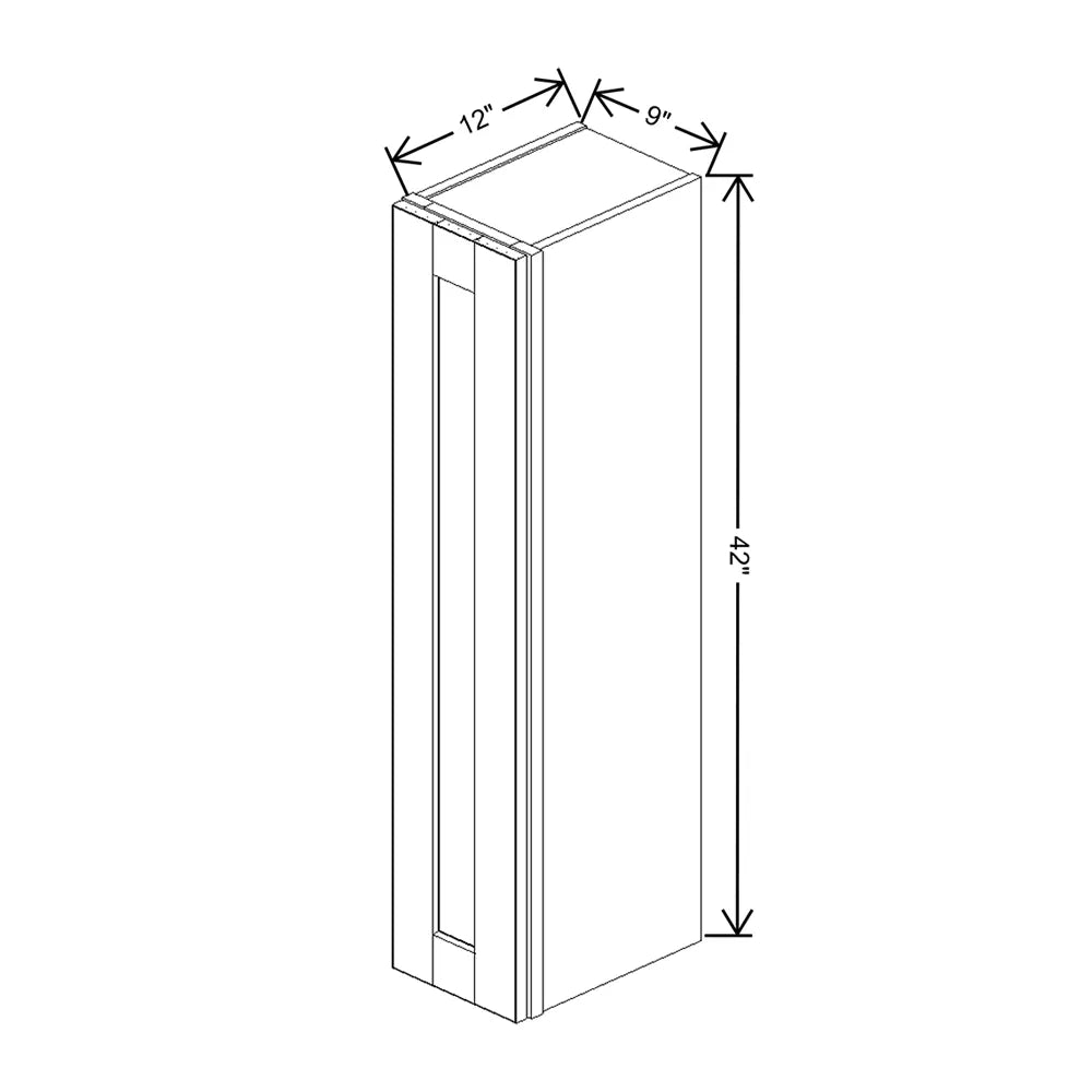 J&K White Shaker S8 Single Door Wall Cabinet - 09" W x 42" H