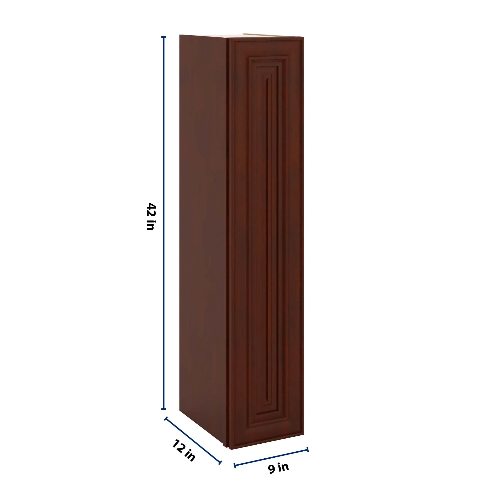 J&K Mahogany J5 Single Door Wall Cabinet - 09" W x 42" H