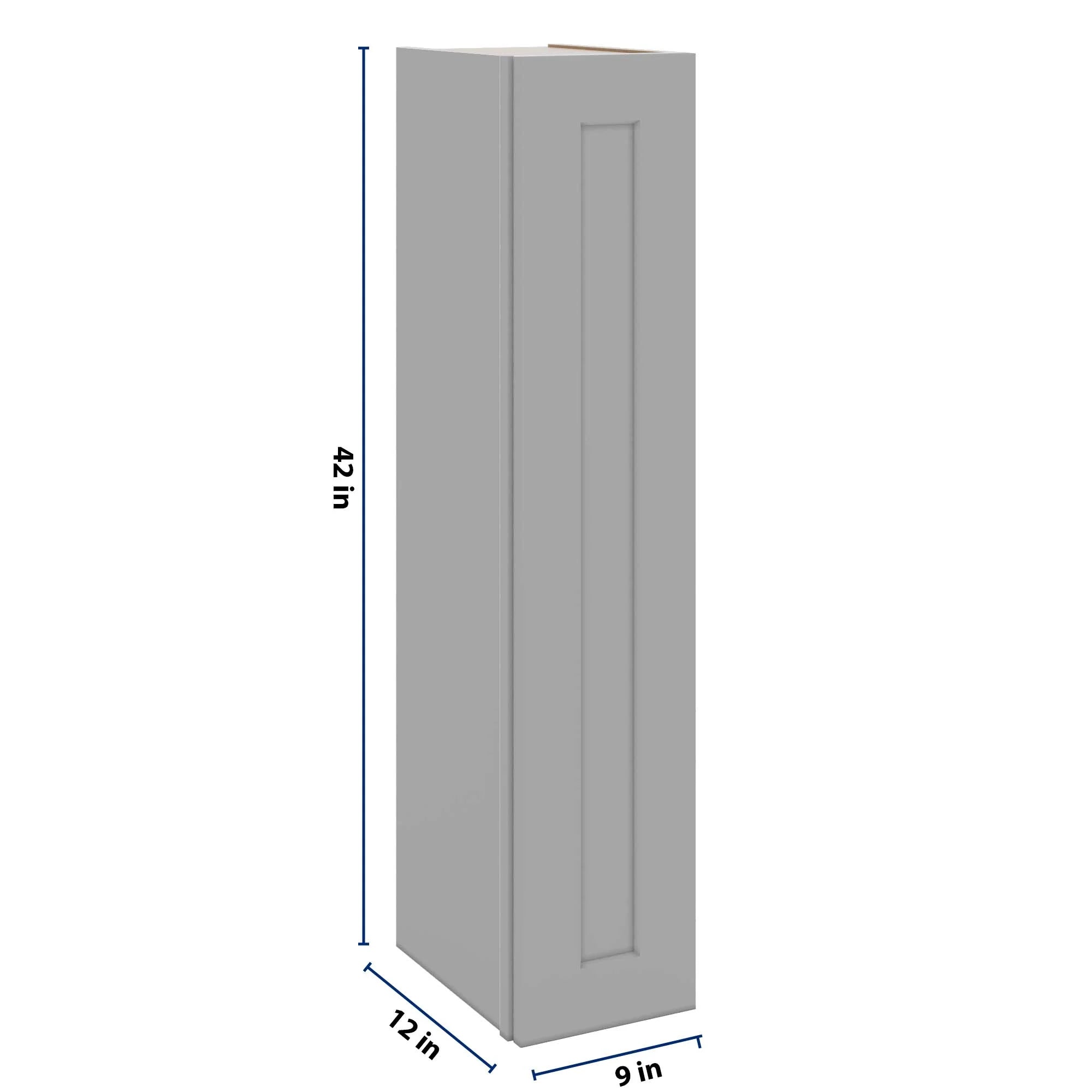J&K Castle Grey S5 Single Door Wall Cabinet - 09" W x 42" H