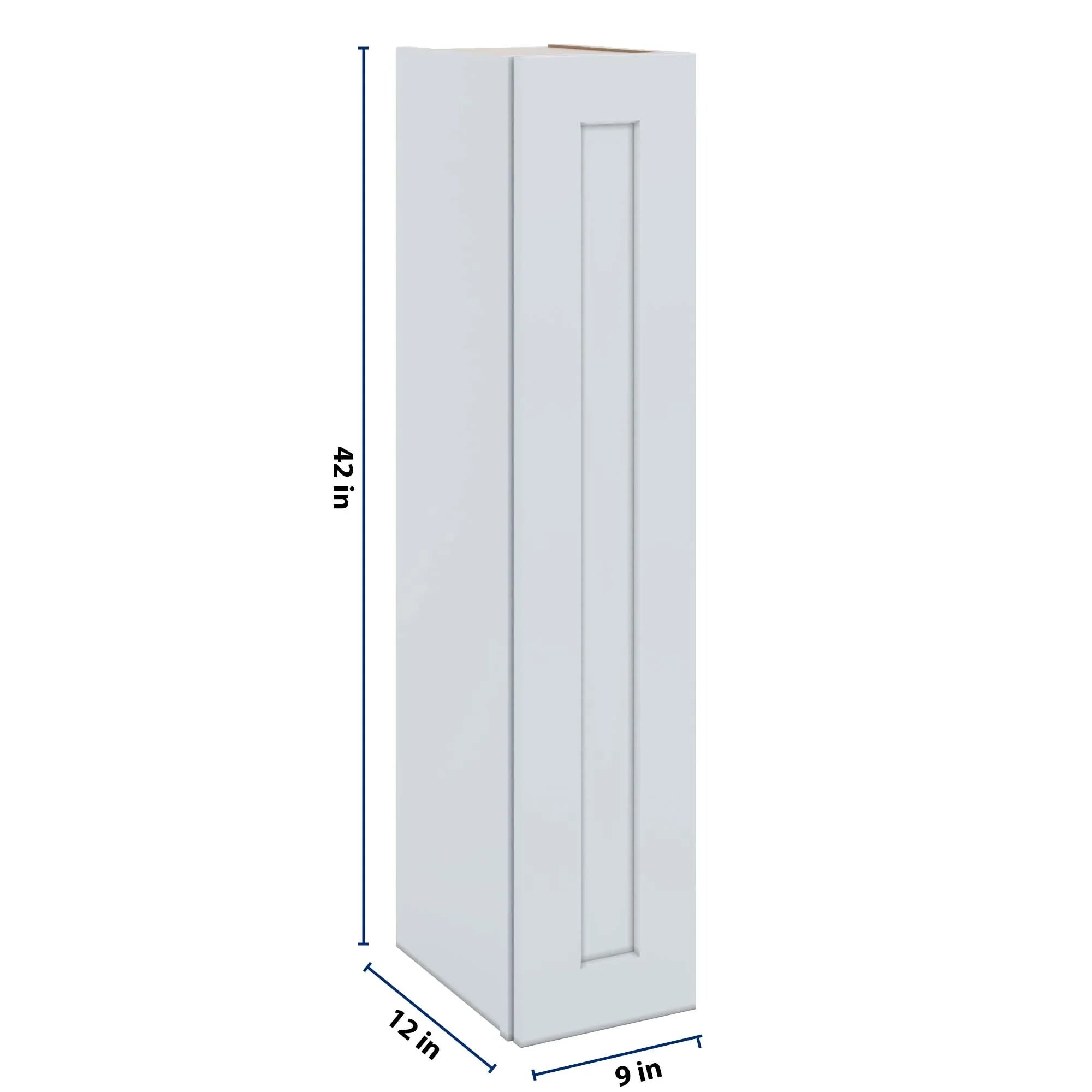 J&K White Shaker S8 Single Door Wall Cabinet - 09" W x 42" H