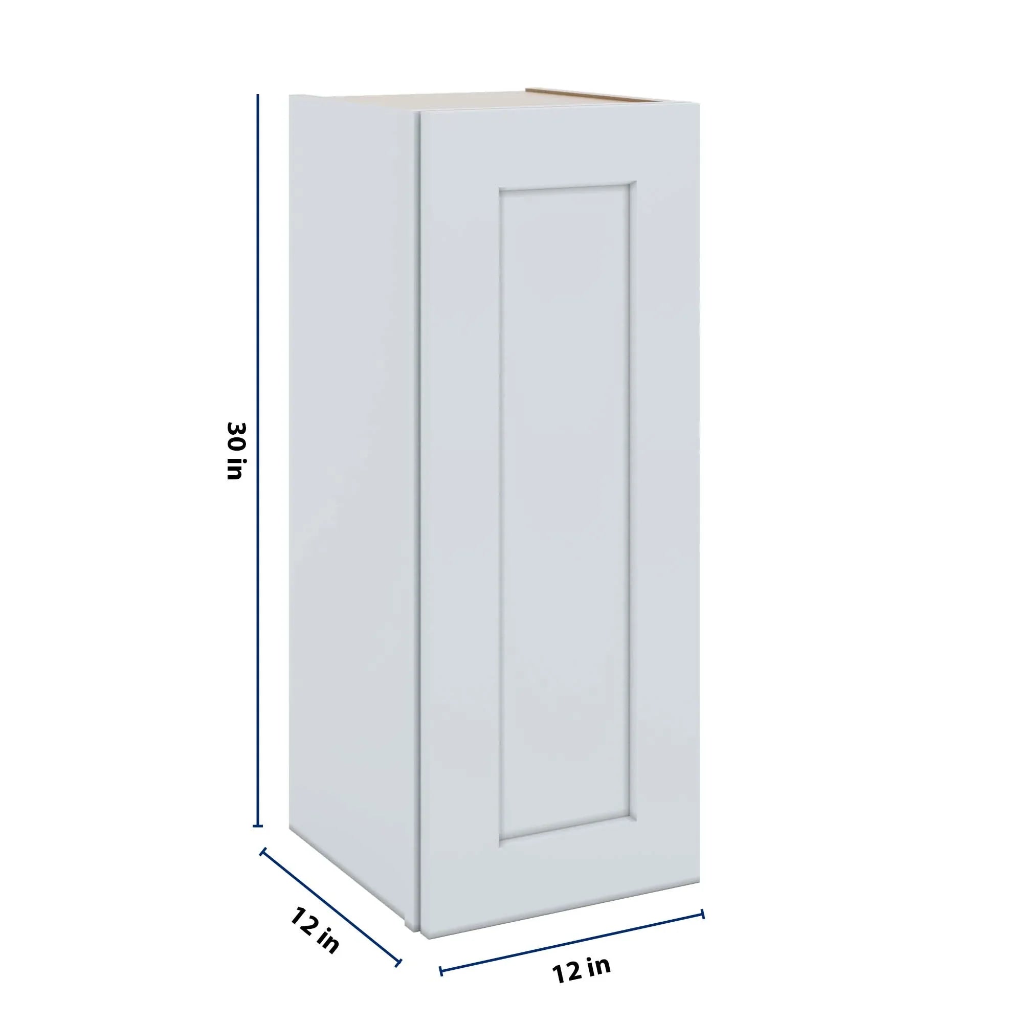 J&K White Shaker S8 Single Door Wall Cabinet - 12" W x 30" H