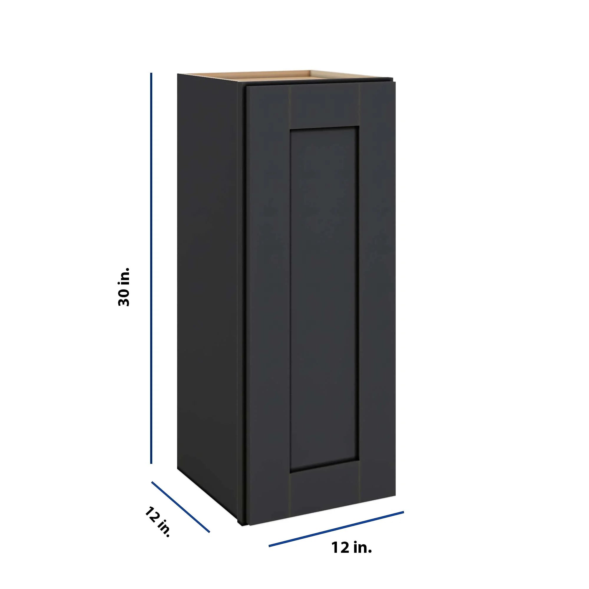 Modernform Cabinet Onyx Black Shaker 12" W X 30" H X 12" D  Single Door Wall Cabinet