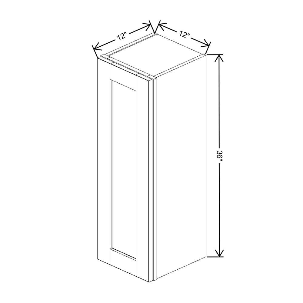 J&K Creme Glazed A7 Single Door Wall Cabinet - 12" W x 36" H