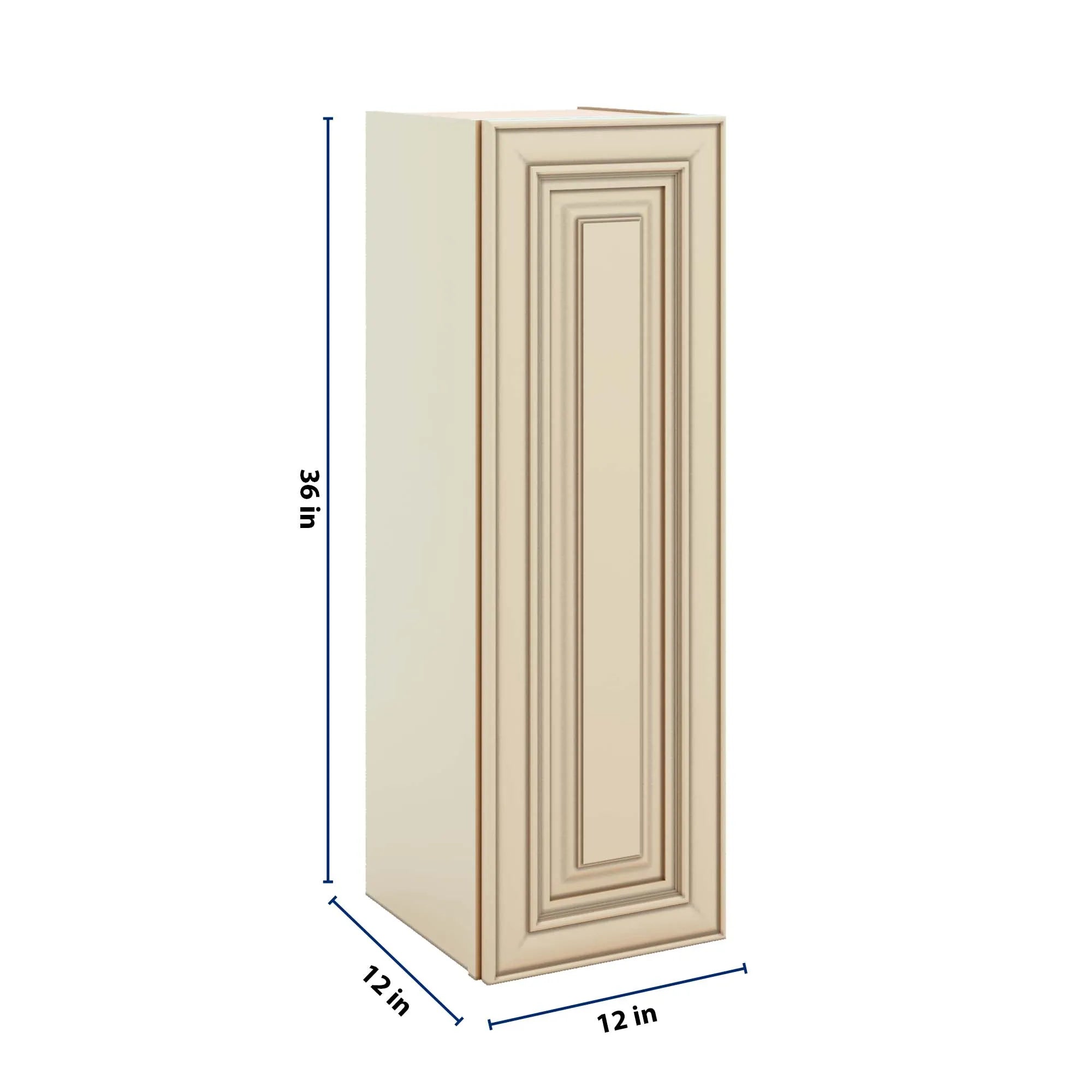 J&K Creme Glazed A7 Single Door Wall Cabinet - 12" W x 36" H