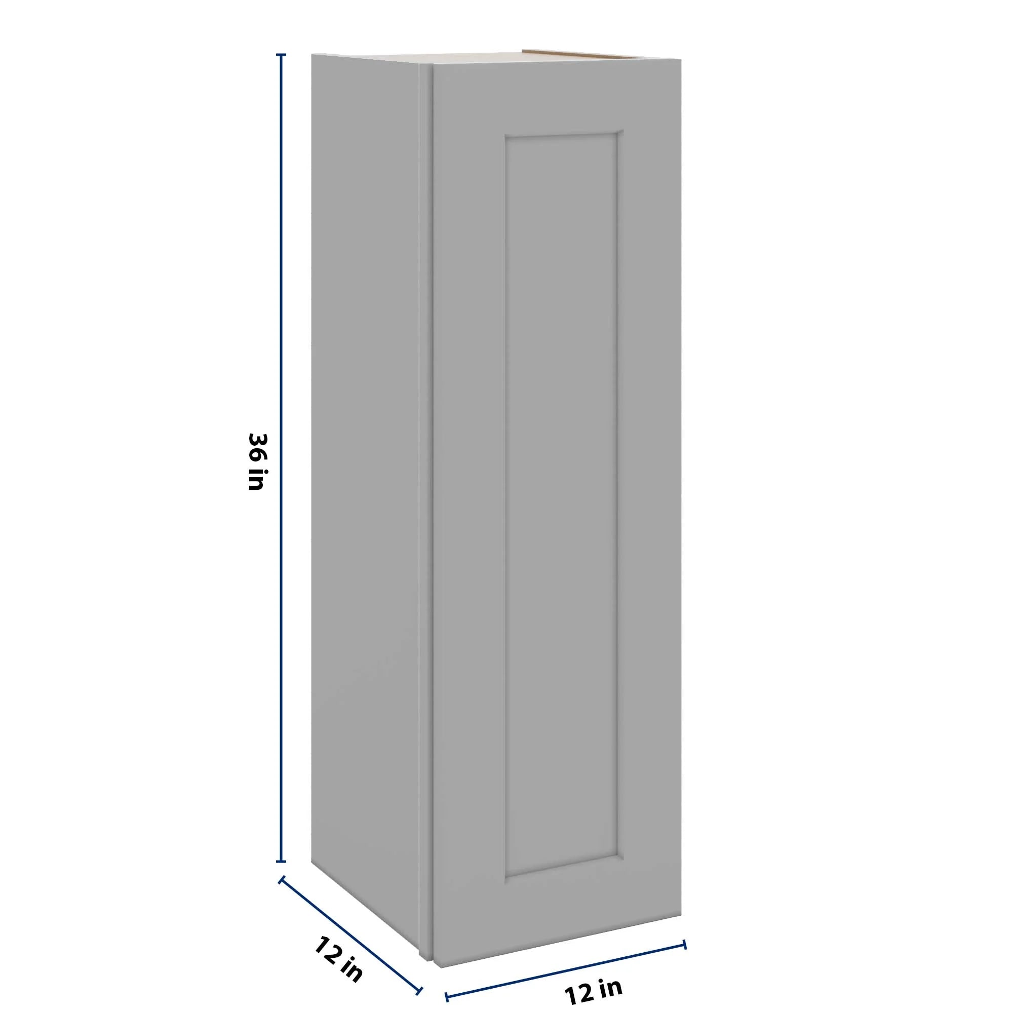 J&K Castle Grey S5 Single Door Wall Cabinet - 12" W x 36" H