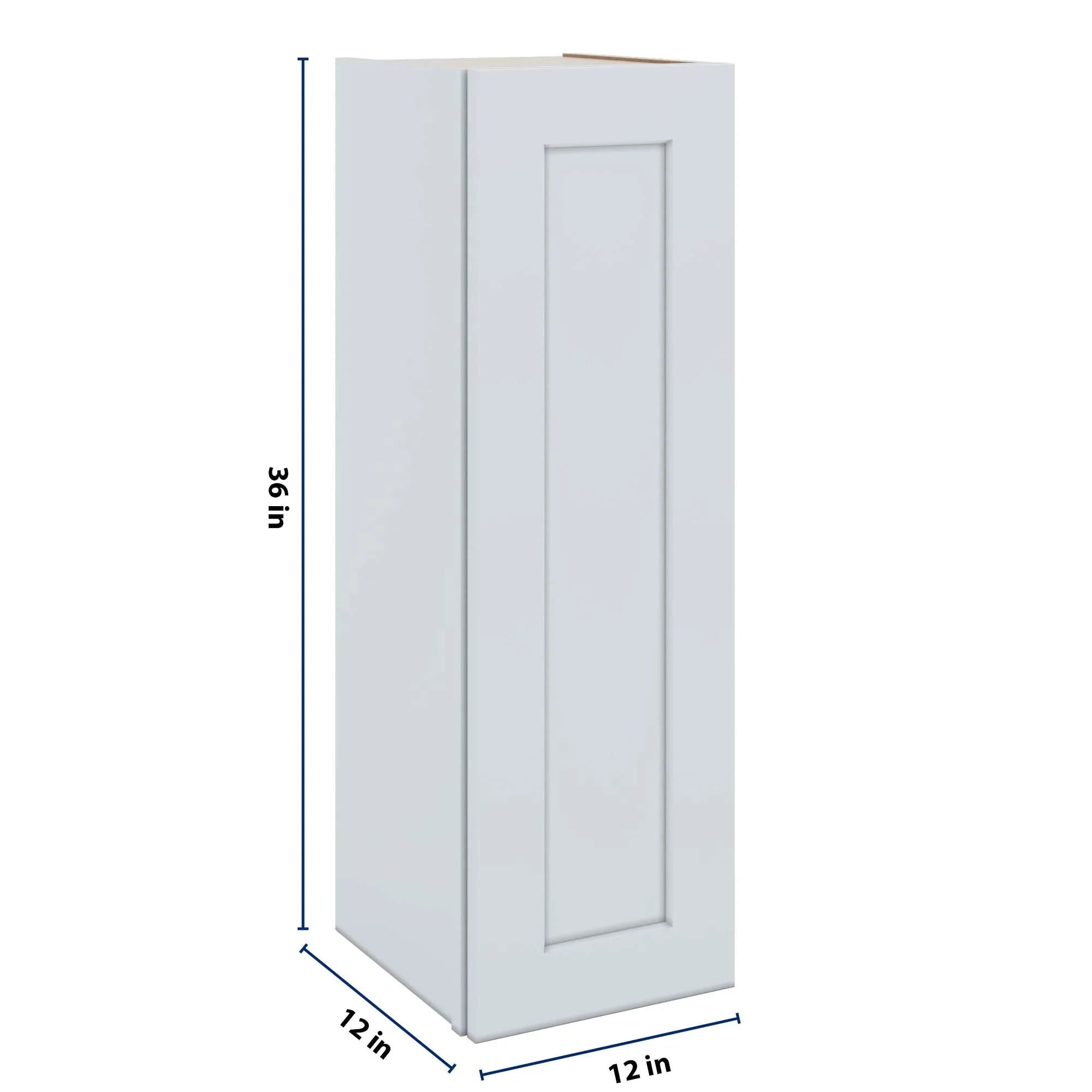 J&K White Shaker S8 Single Door Wall Cabinet - 12" W x 36" H
