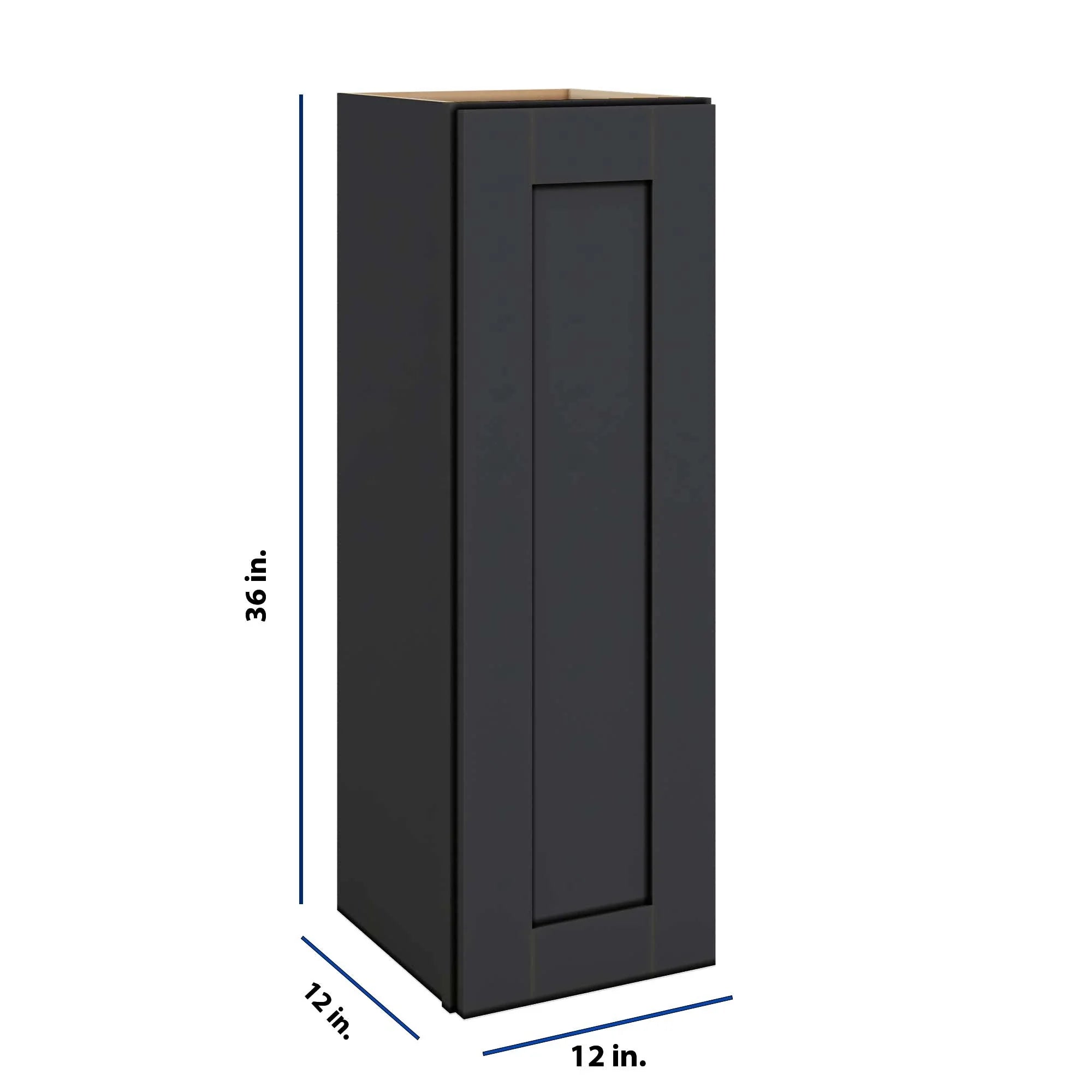 Modernform Cabinet Onyx Black Shaker 12" W X 36" H X 12" D Single Door Wall Cabinet