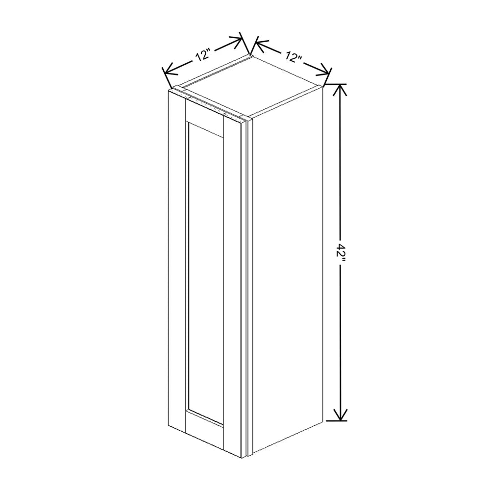 J&K Creme Glazed A7 Single Door Wall Cabinet - 12" W x 42" H