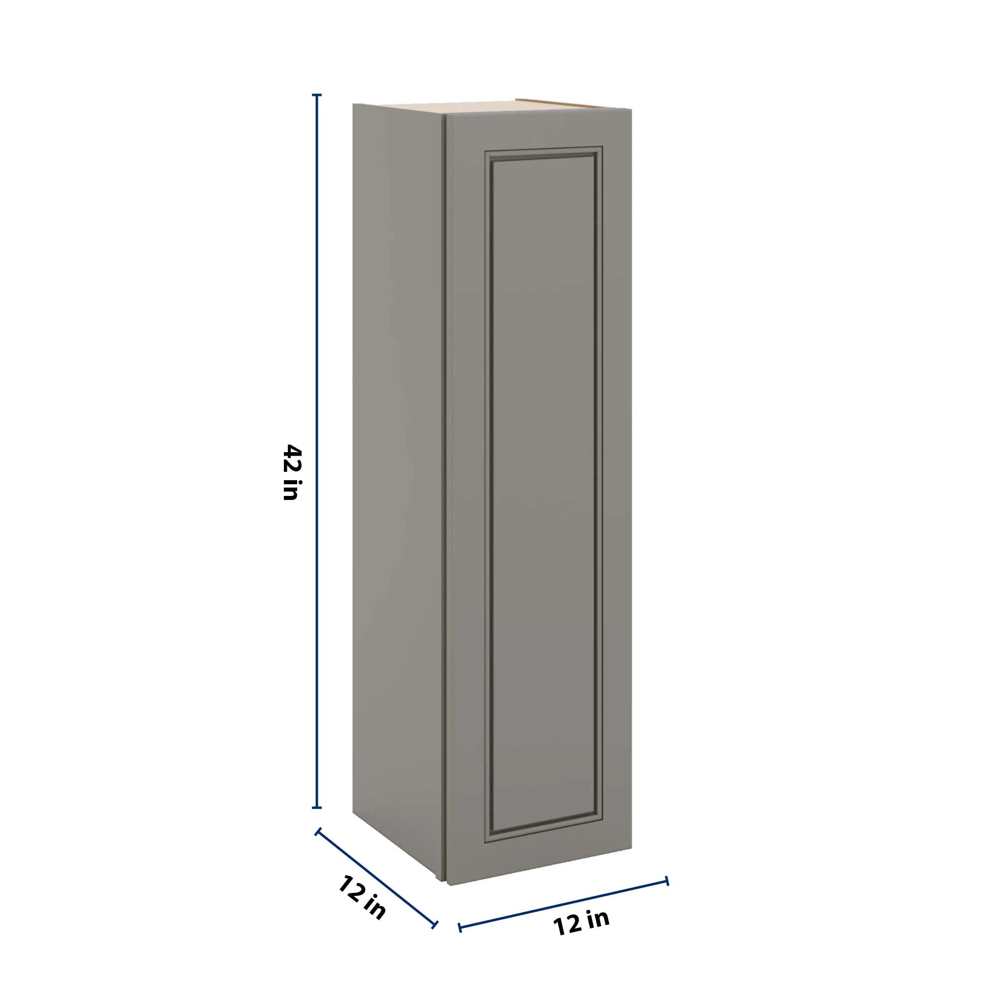 J&K Greige K3 Single Door Wall Cabinet - 12" W x 42" H