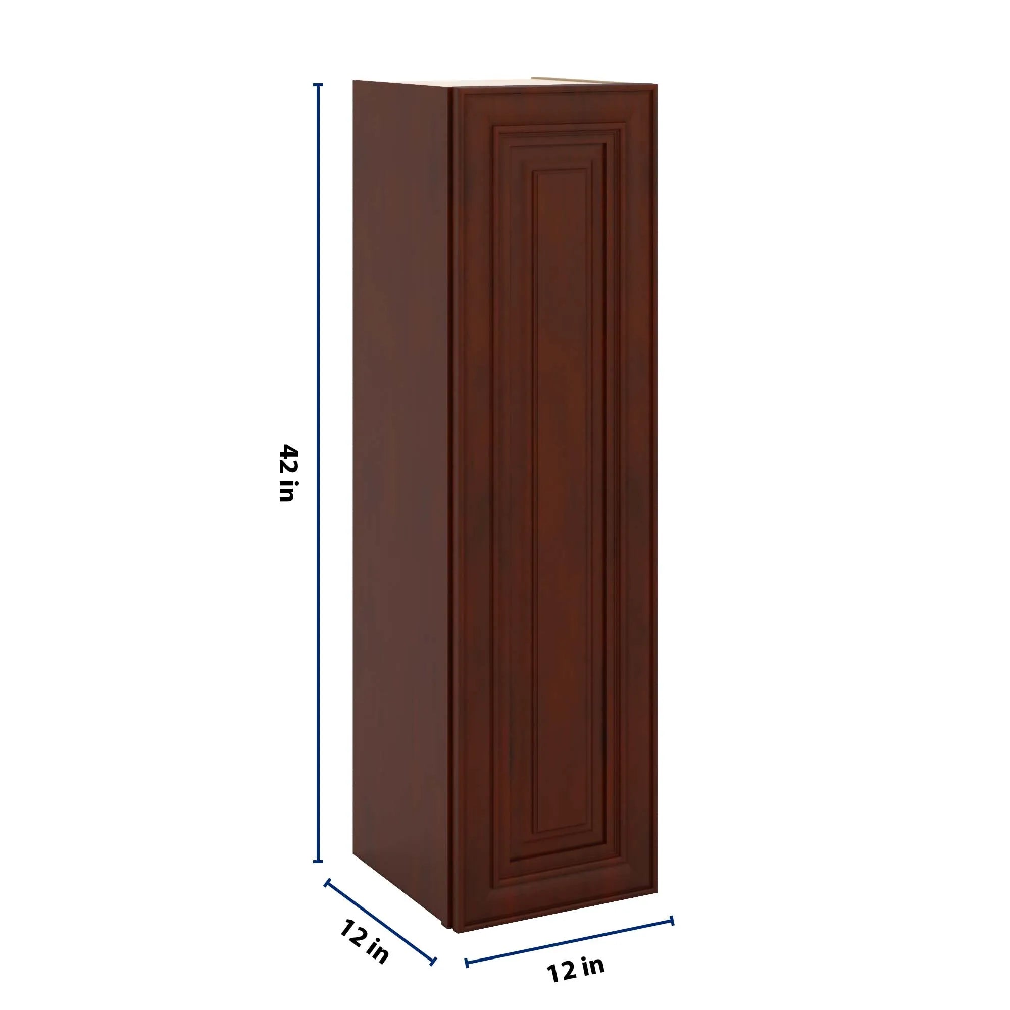 J&K Mahogany J5 Single Door Wall Cabinet - 12" W x 42" H