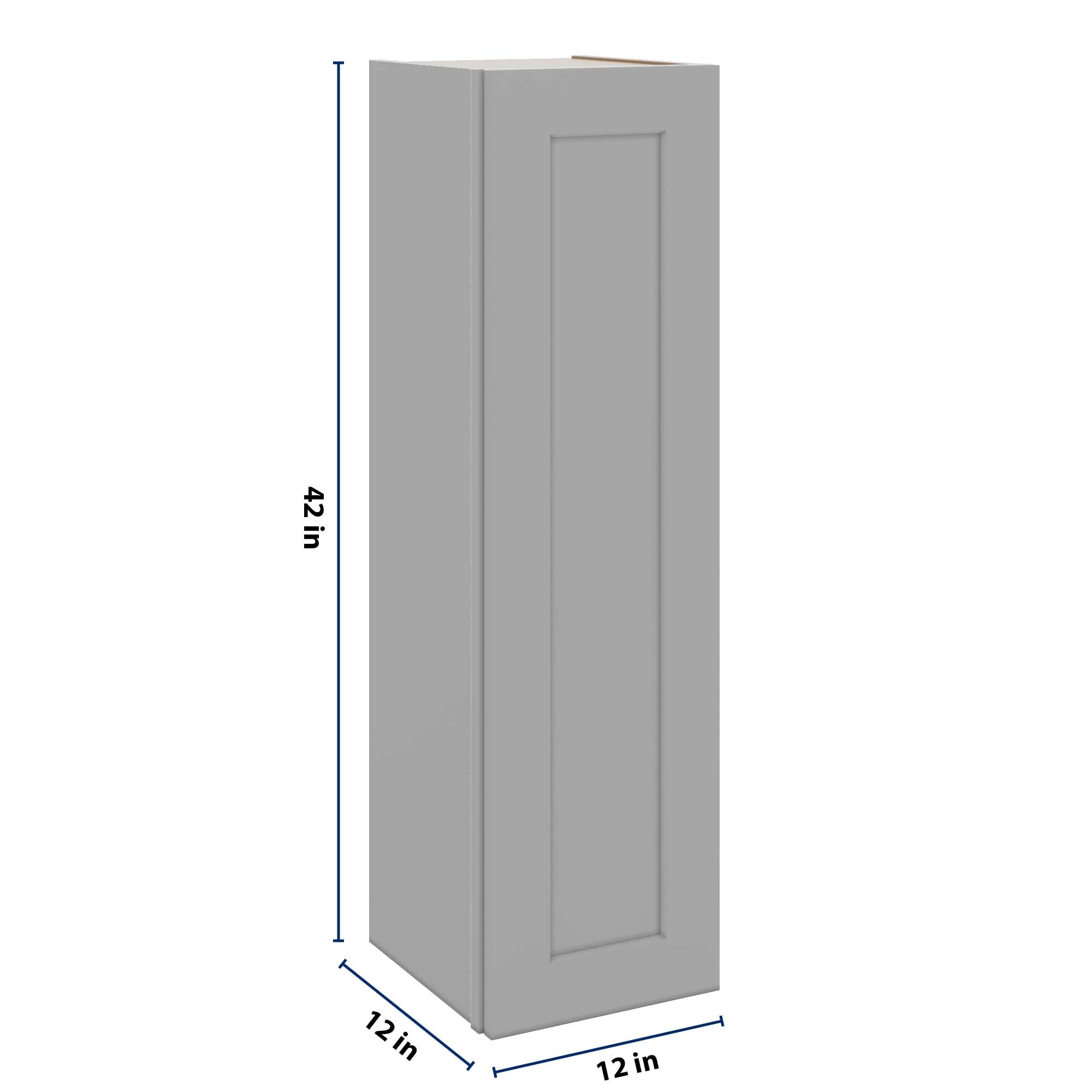 J&K Castle Grey S5 Single Door Wall Cabinet - 12" W x 42" H