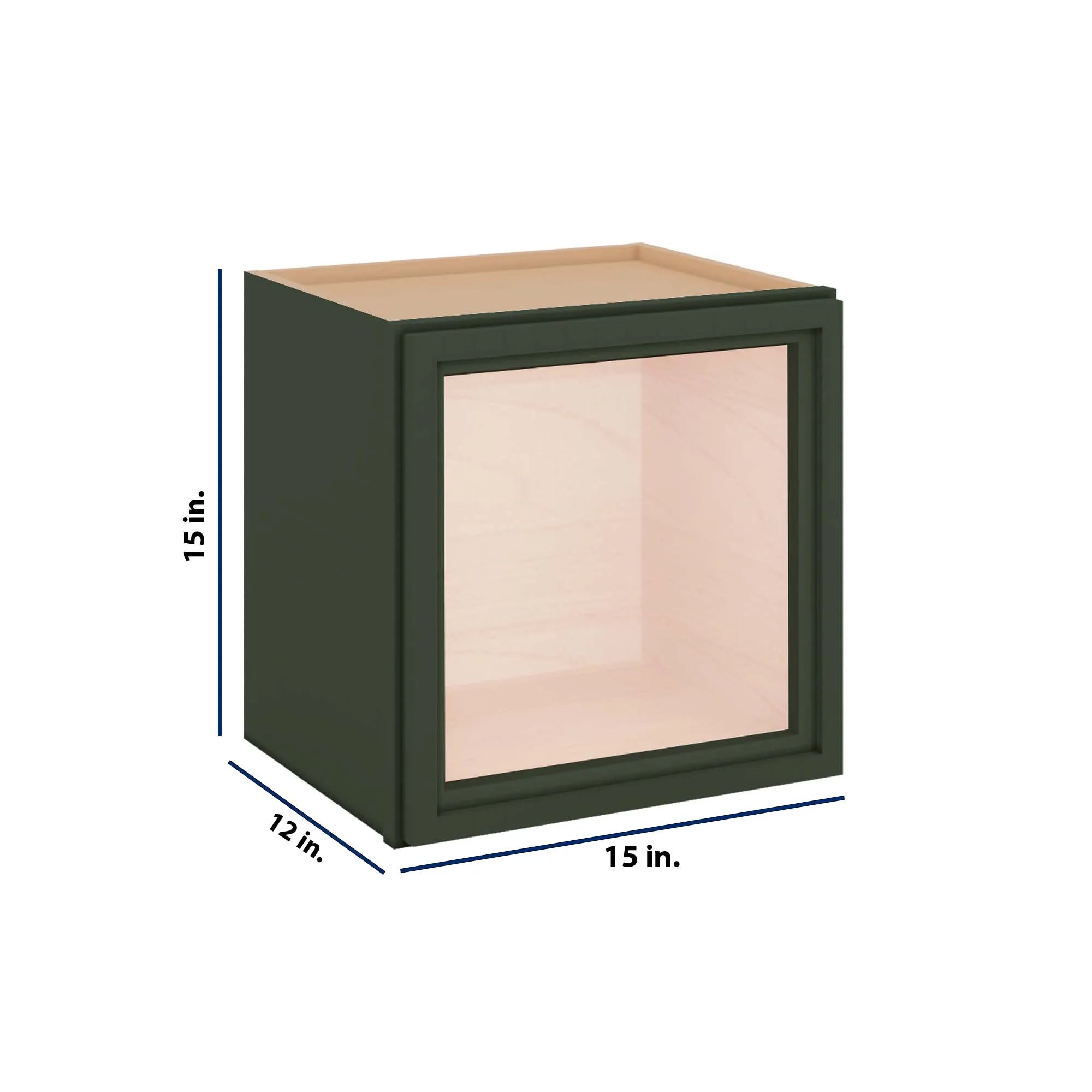 Modernform Cabinet Slim Sage Green 15" W X 15" H X 12" D Single Glass Door Wall Cabinet
