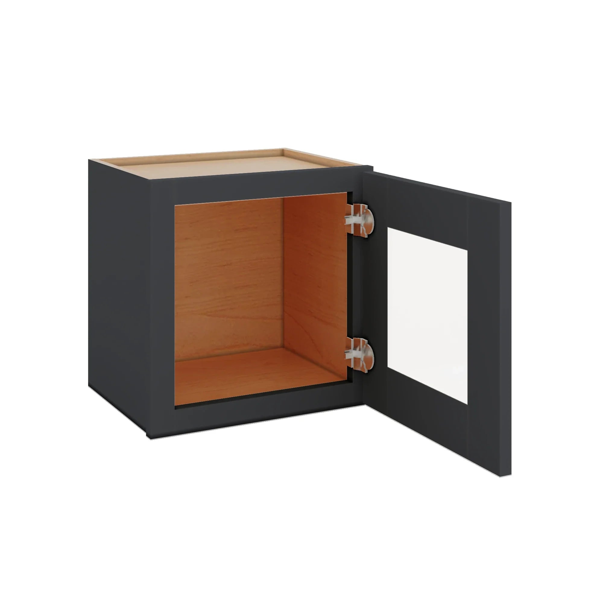 Modernform Cabinet Onyx Black Shaker 15" W X 15" H X 12" D Single Glass Door Wall Cabinet