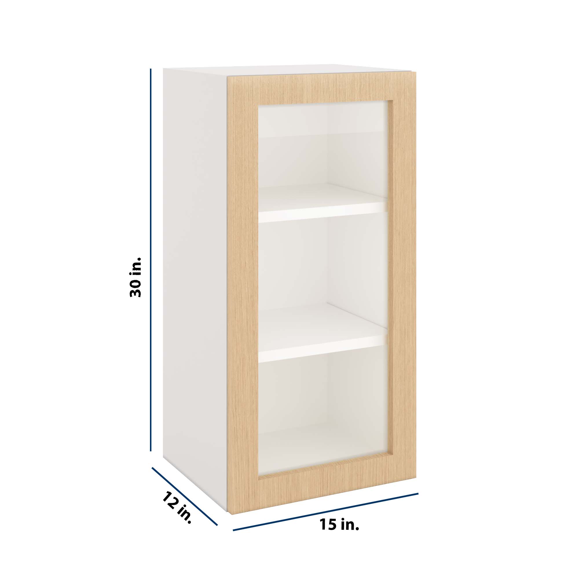Modernform Cabinet Natural Oak 15" W X 30" H X 12" D Single Glass Door Wall Cabinet