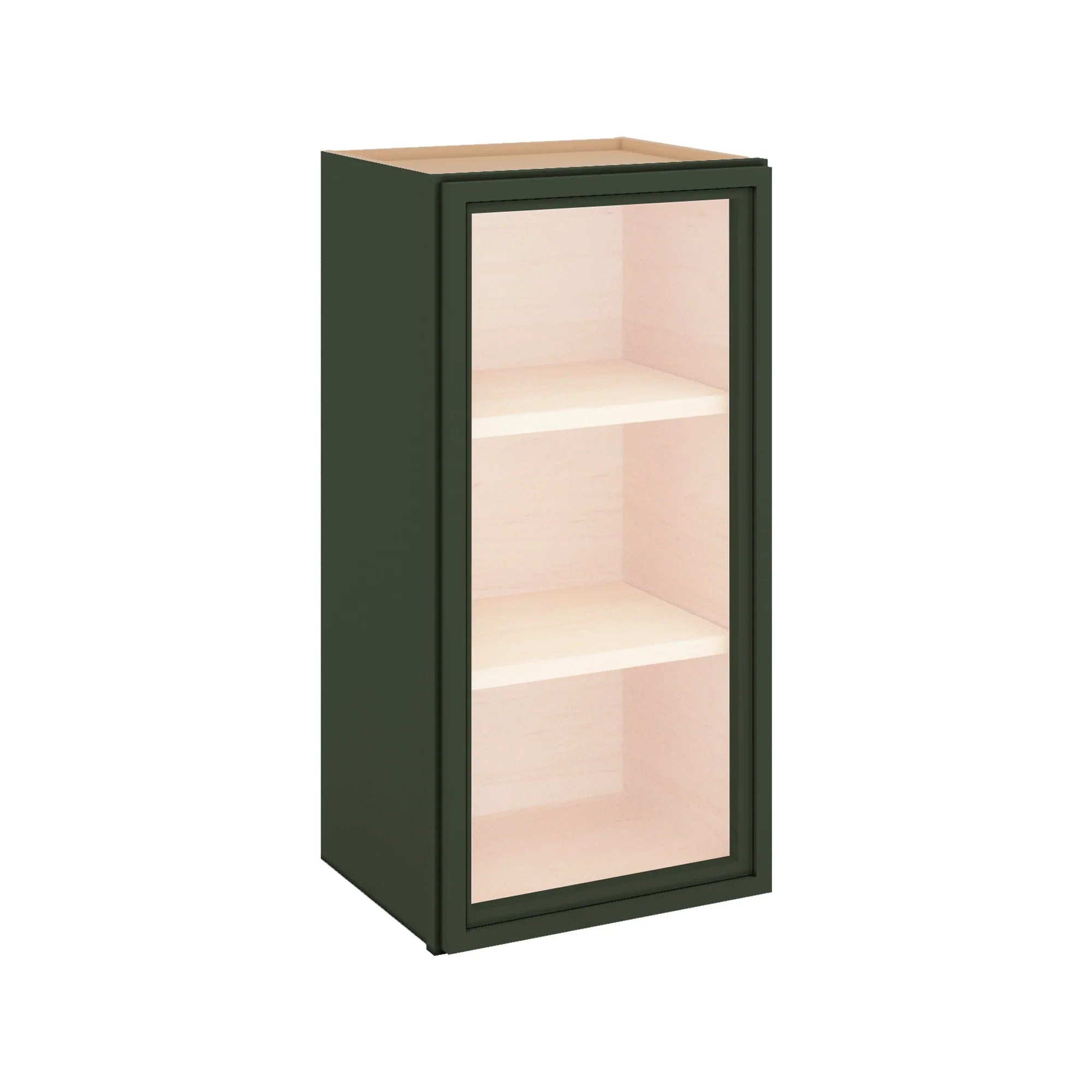 Modernform Cabinet Slim Sage Green 15" W X 30" H X 12" D Single Glass Door Wall Cabinet