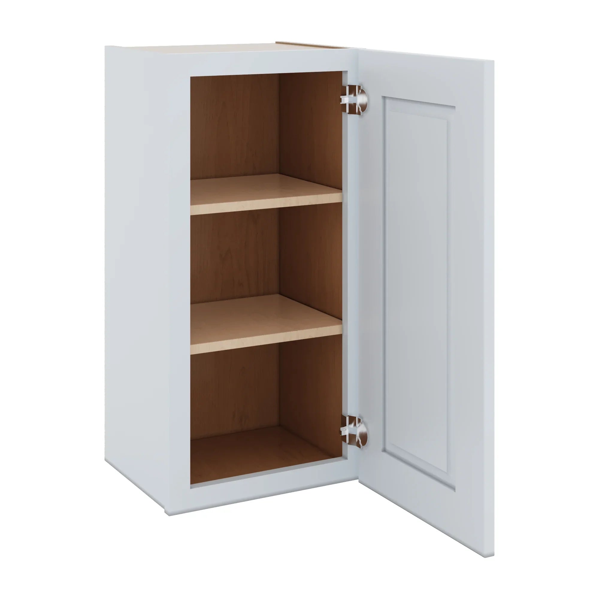 J&K White Shaker S8 Single Door Wall Cabinet   15" W x 30" H
