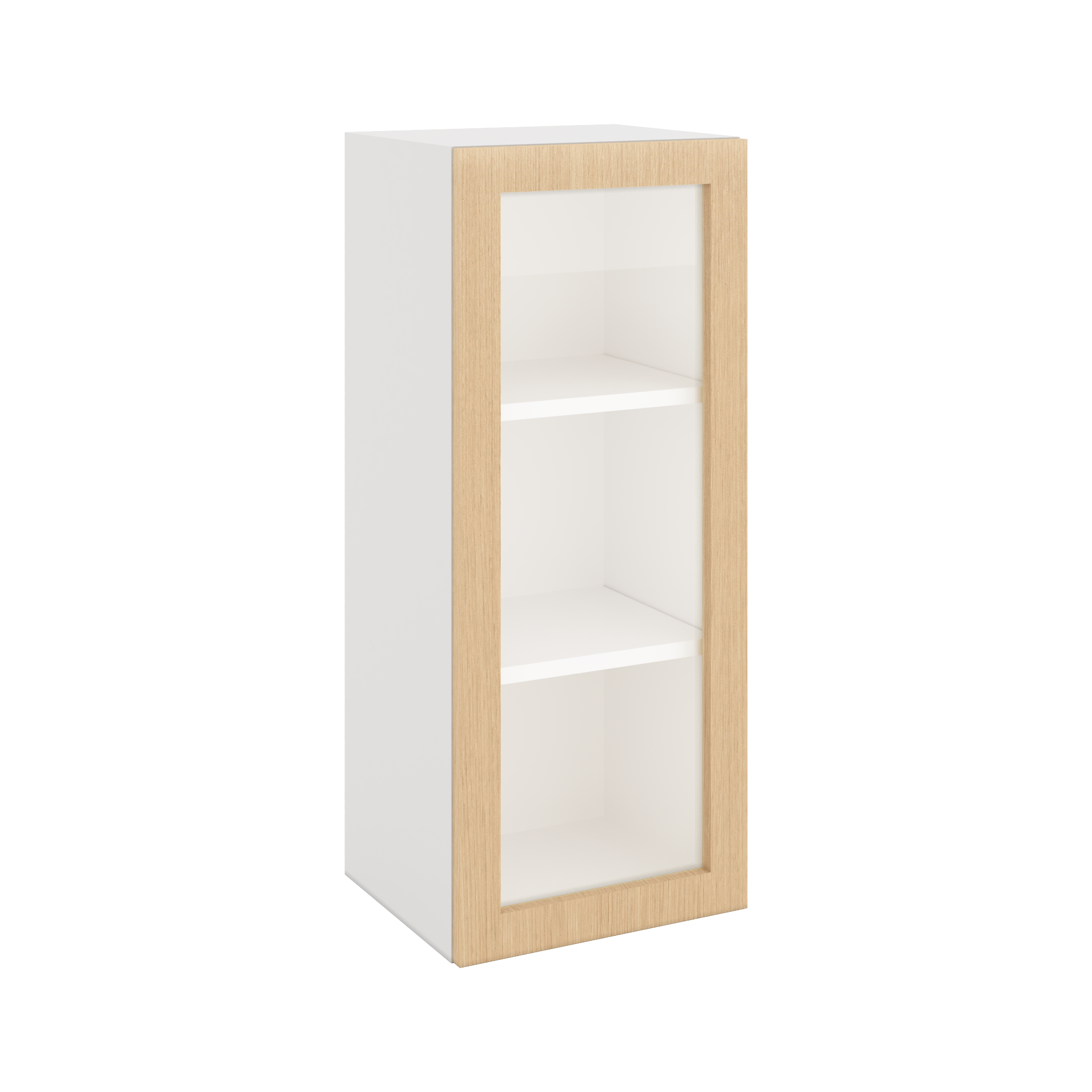Modernform Cabinet Natural Oak 15" W X 36" H X 12" D Single Glass Door Wall Cabinet