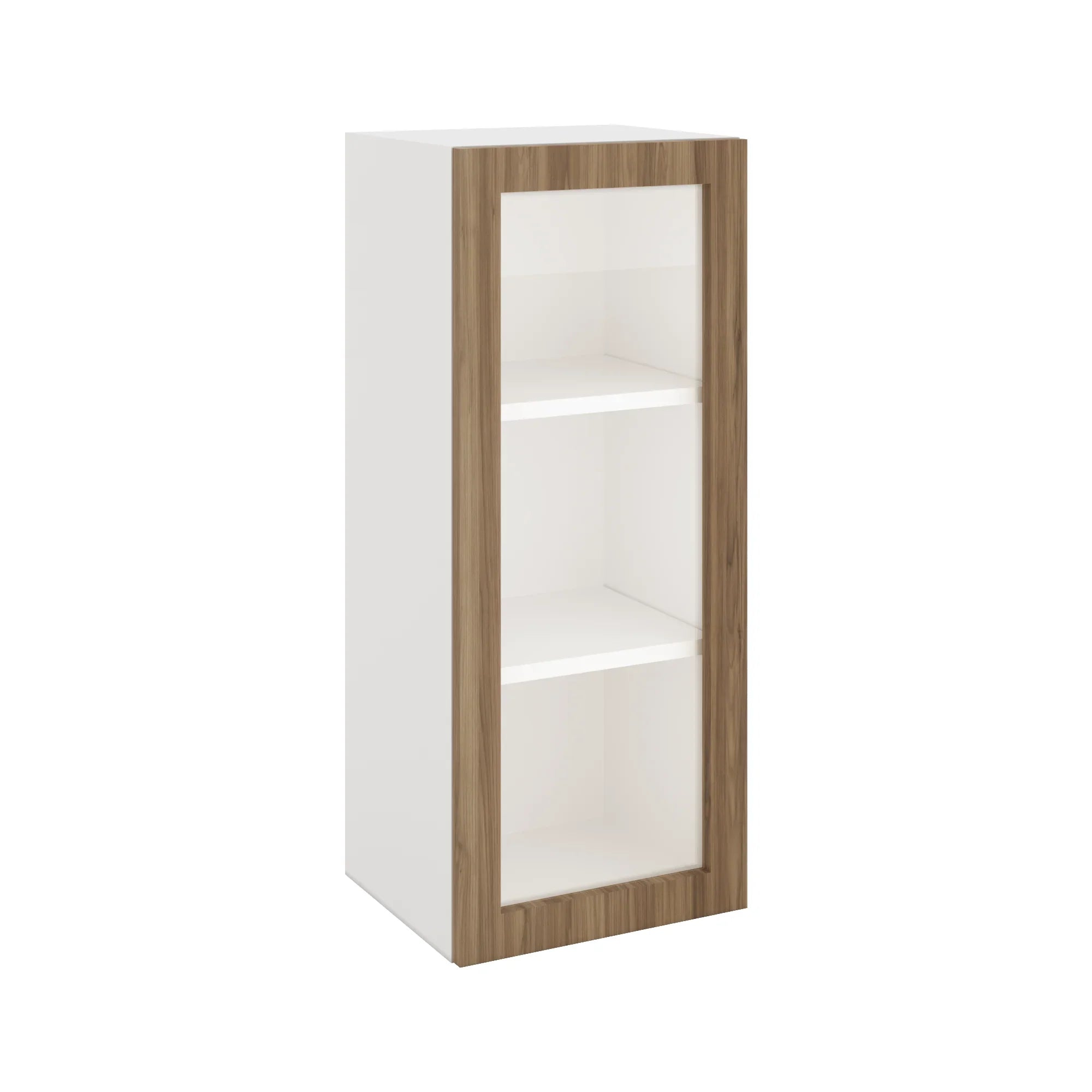 Modernform Cabinet Walnut 15" W X 36" H X 12" D Single Glass Door Wall Cabinet