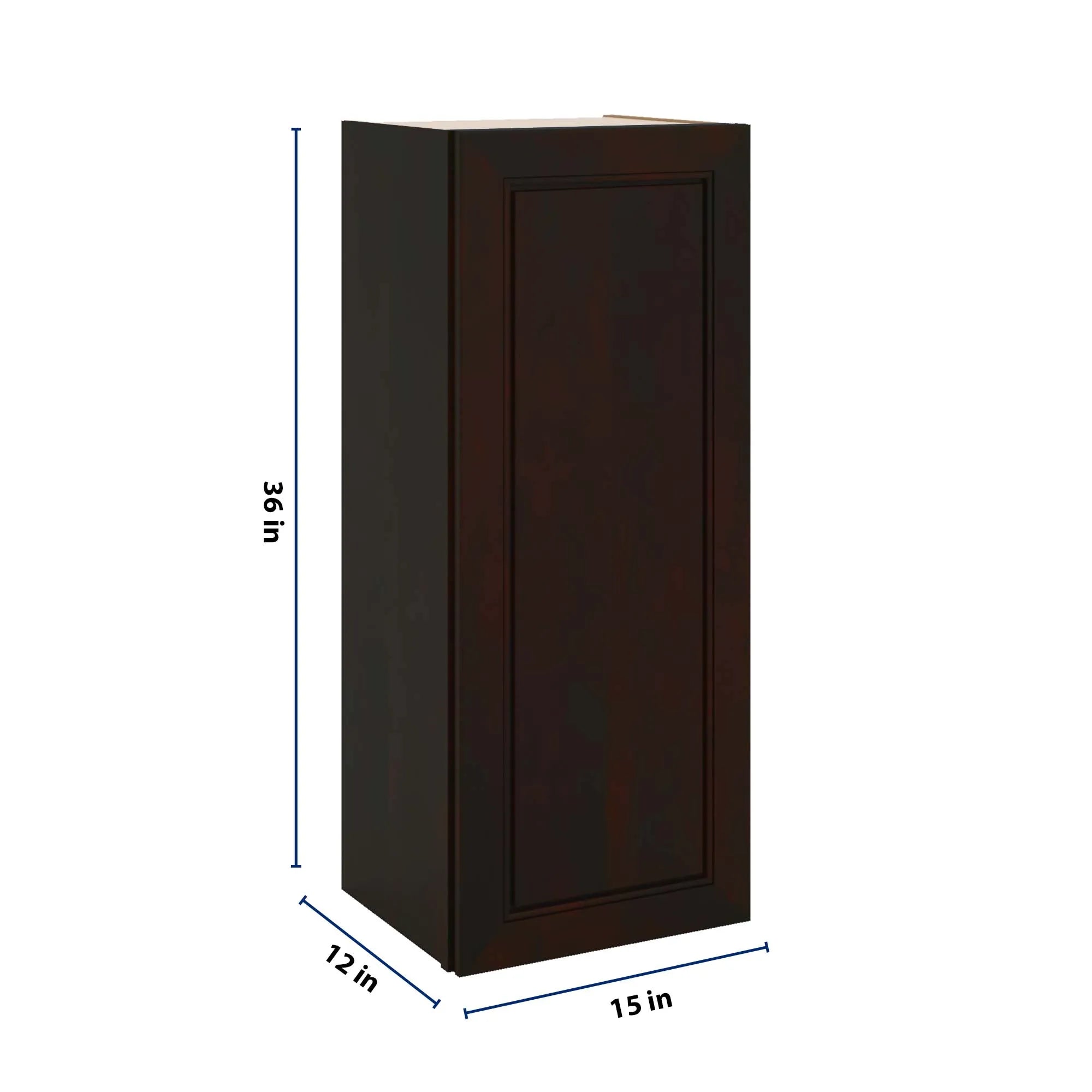 J&K Espresso K8 Single Door Wall Cabinet - 15" W x 36" H