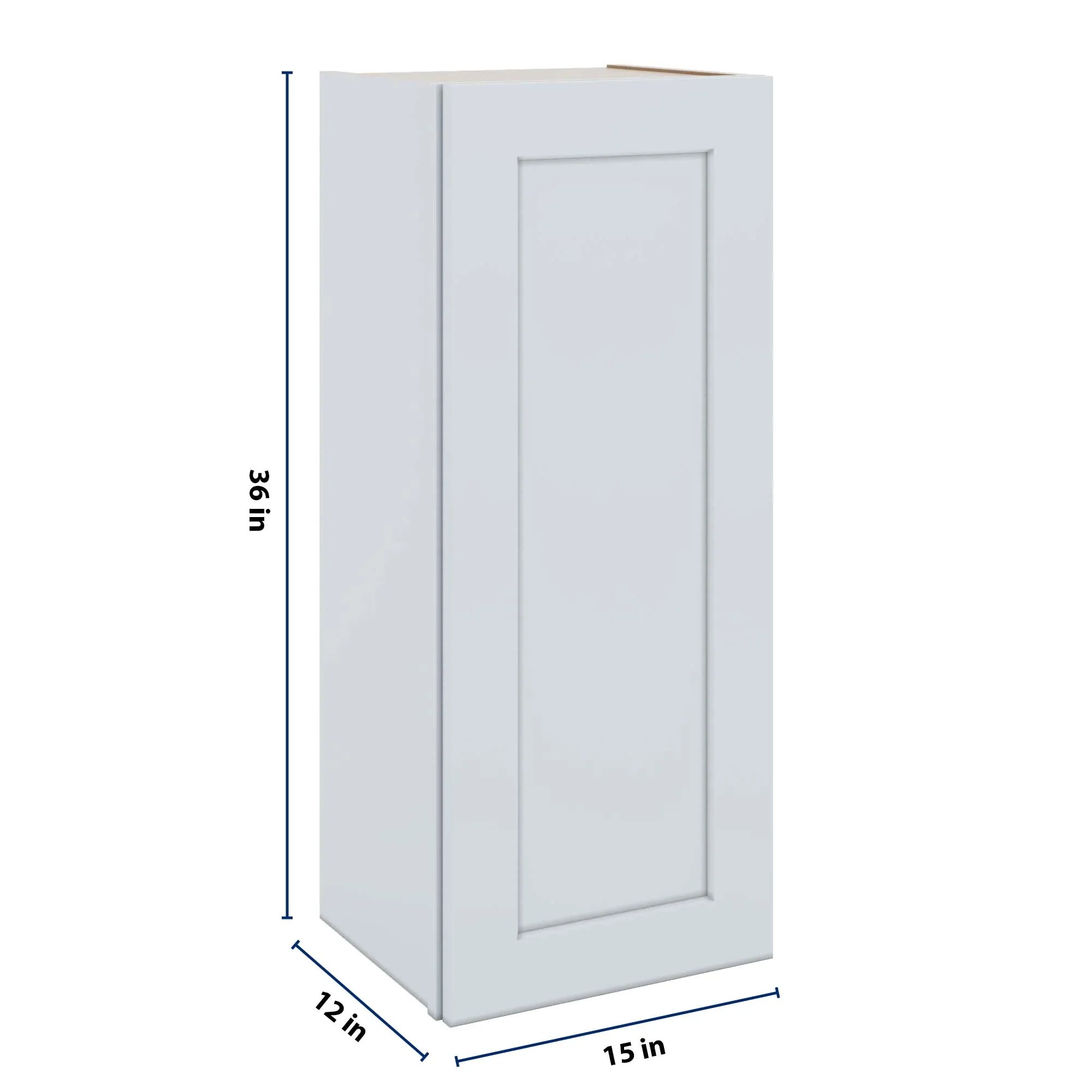 J&K White Shaker S8 Single Door Wall Cabinet - 15" W x 36" H