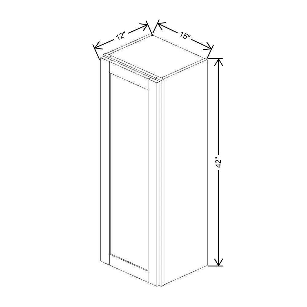 Kitchen Cabinet Distributors Shaker Designer White 5PC Single Door Wall Cabinet - 15" W x 42" H