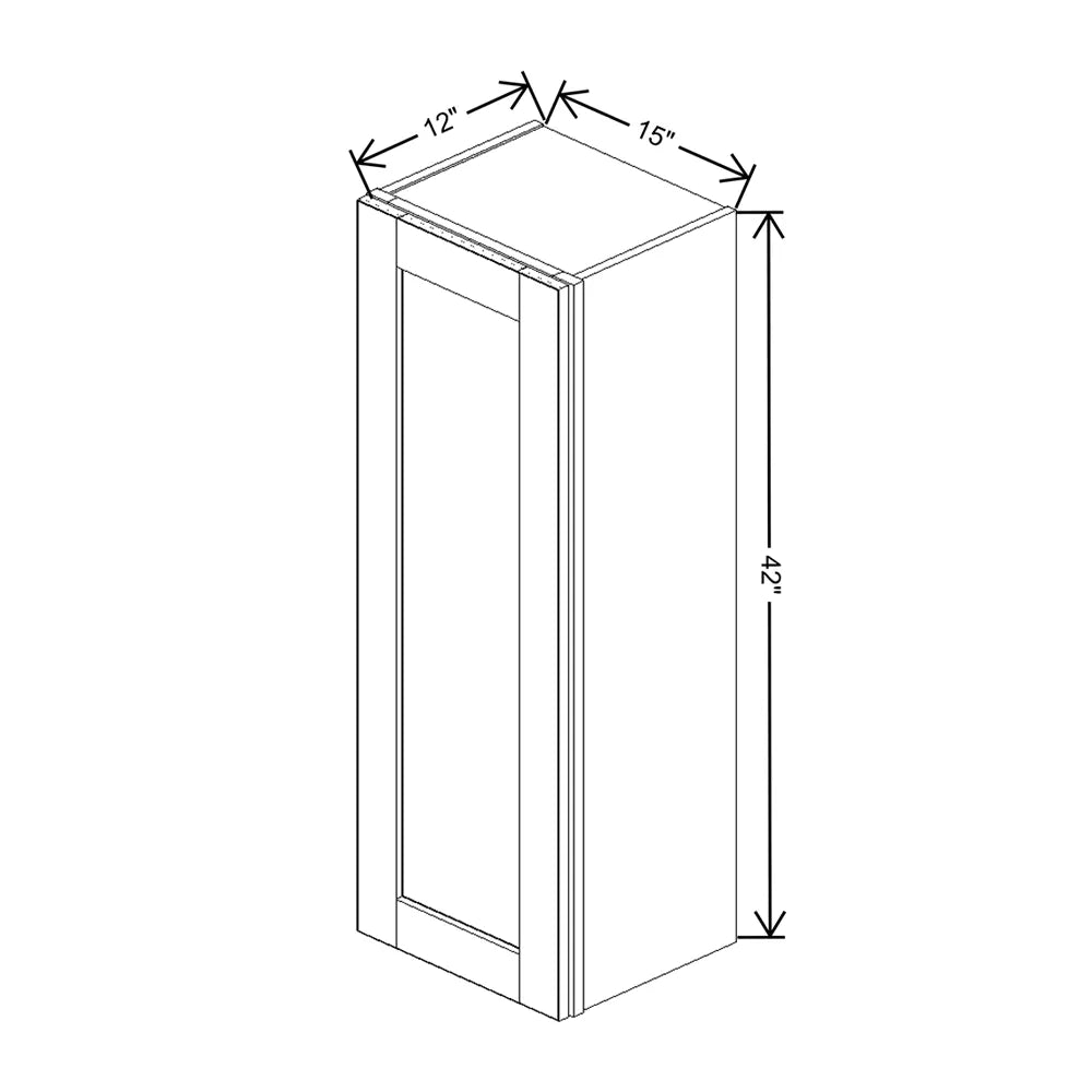 J&K Pearl Glazed H9 Single Door Wall Cabinet - 15" W x 42" H