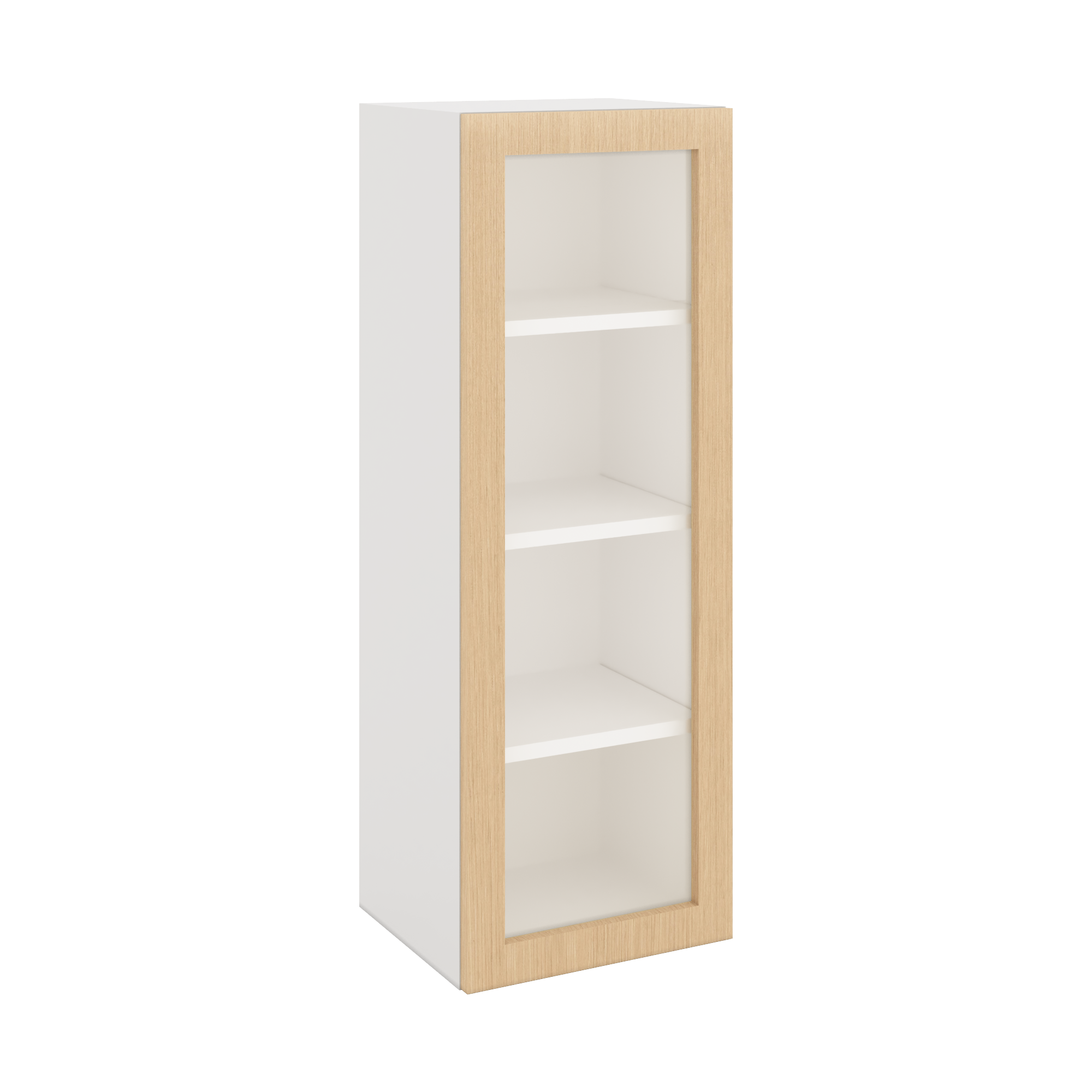 Modernform Cabinet Natural Oak 15" W X 42" H X 12" D Single Glass Door Wall Cabinet
