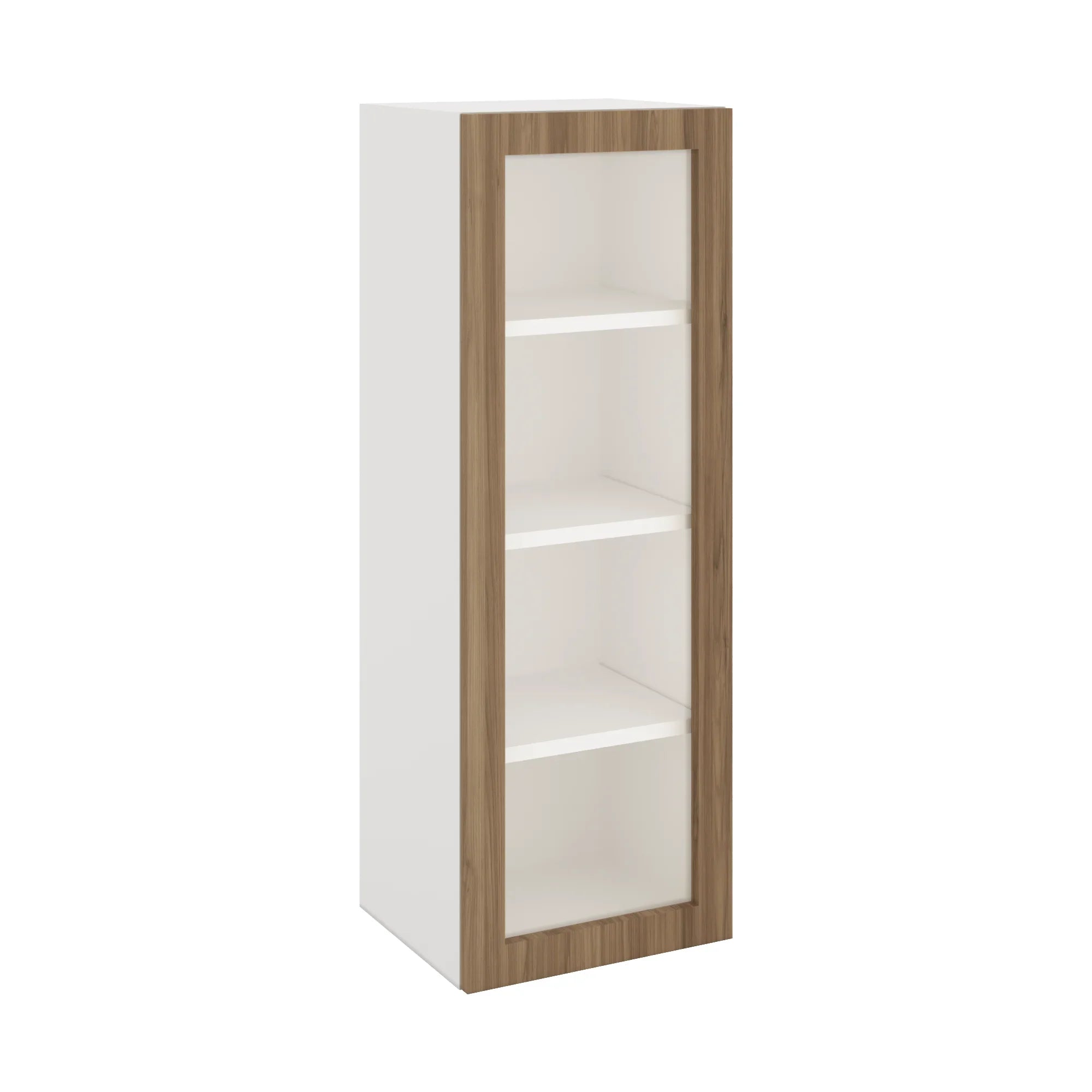 Modernform Cabinet Walnut 15" W X 42" H X 12" D Single Glass Door Wall Cabinet