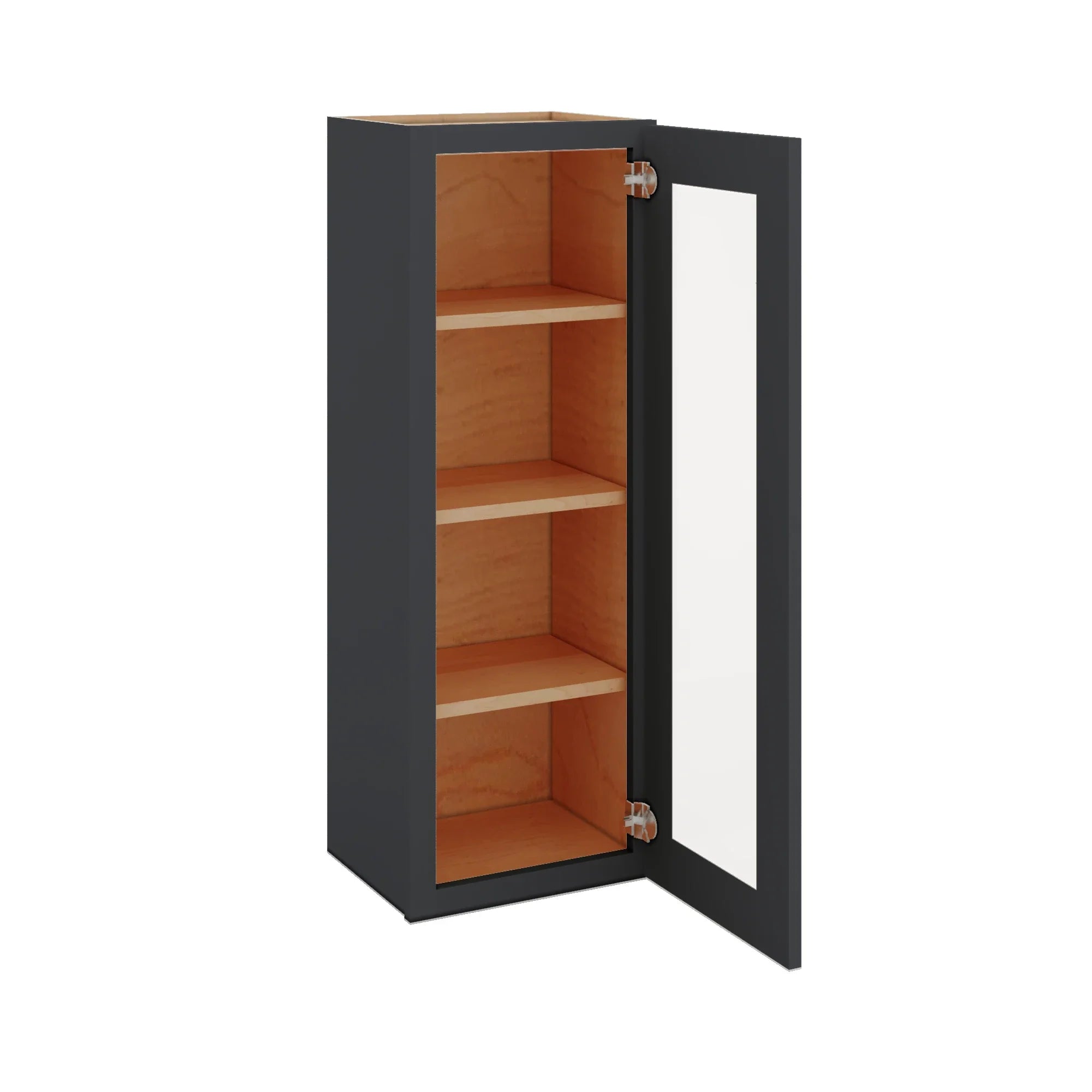 Modernform Cabinet Onyx Black Shaker 15" W X 42" H X 12" D Single Glass Door Wall Cabinet