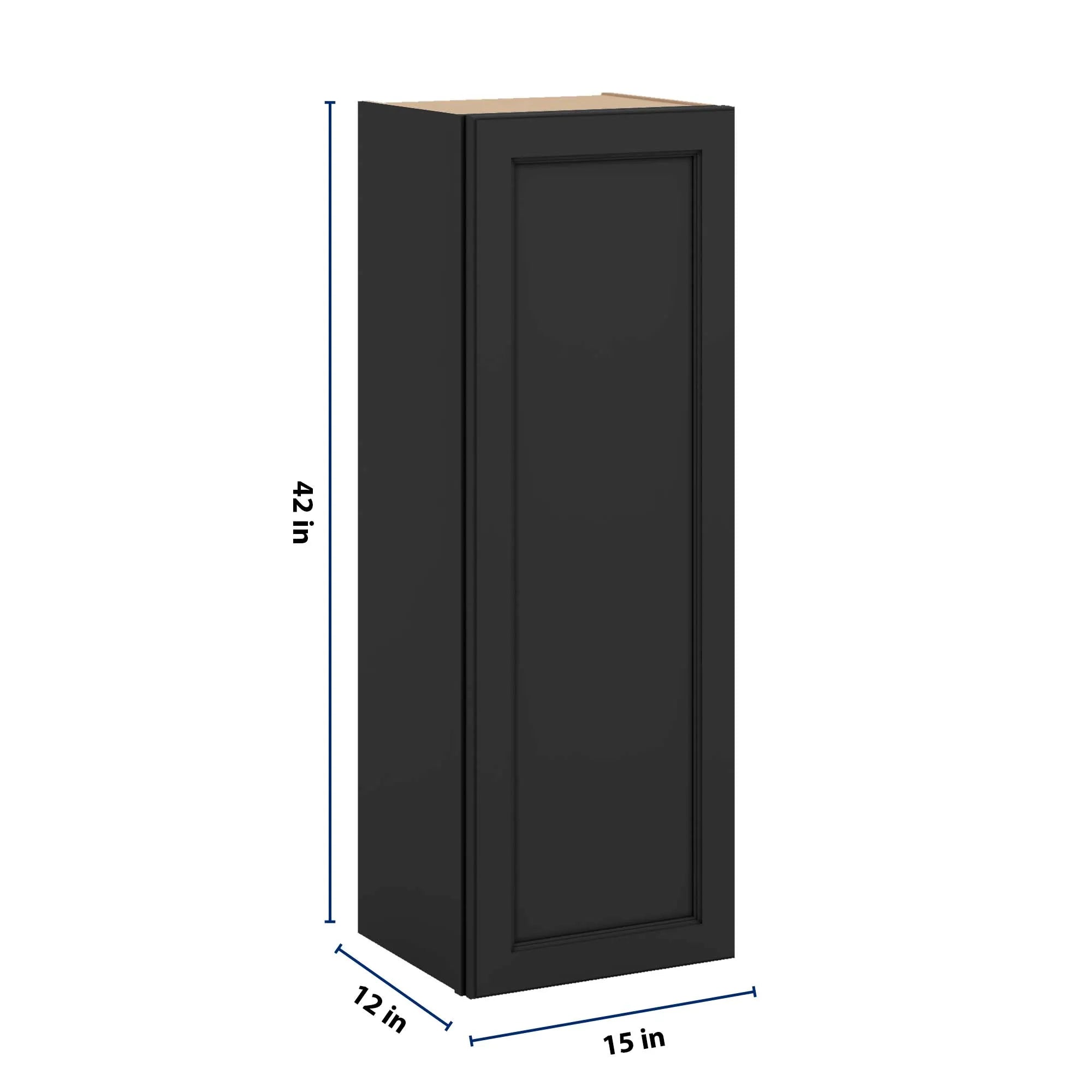 J&K Charcoal E2 Single Door Wall Cabinet - 15" W x 42" H