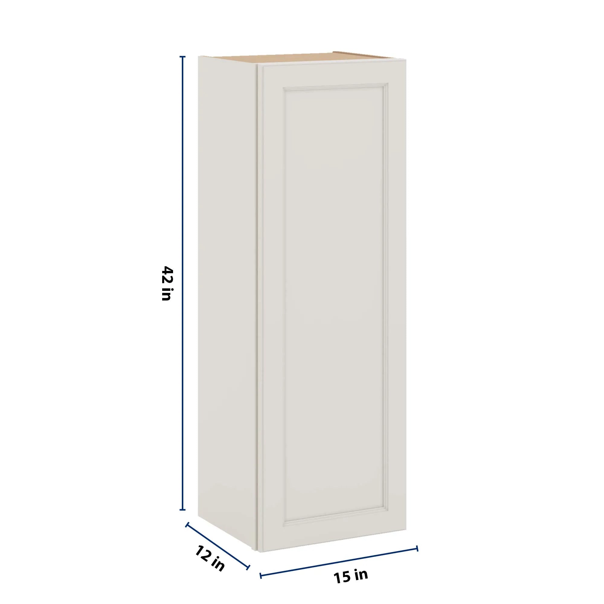 J&K Dove E1 Single Door Wall Cabinet - 15" W x 42" H